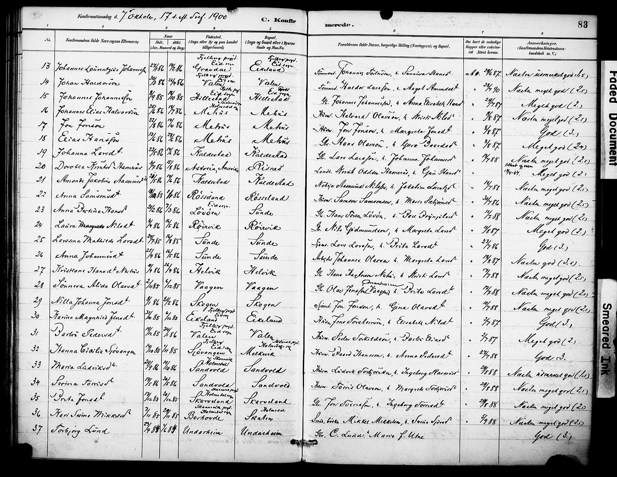 Kvinnherad sokneprestembete, SAB/A-76401/H/Haa: Parish register (official) no. D 1, 1887-1910, p. 83