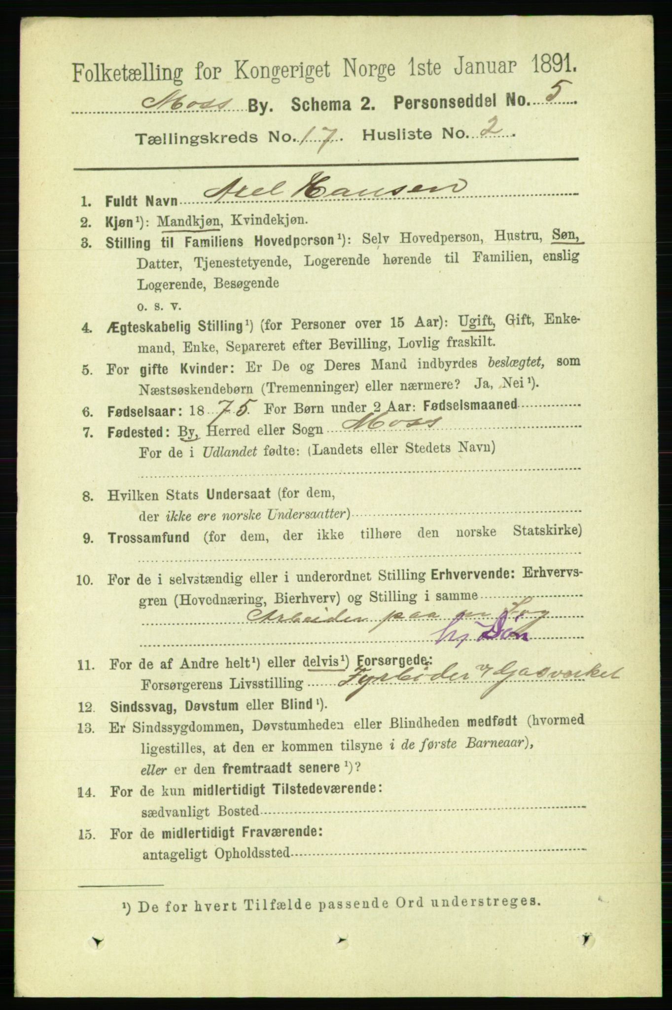 RA, 1891 census for 0104 Moss, 1891, p. 7909