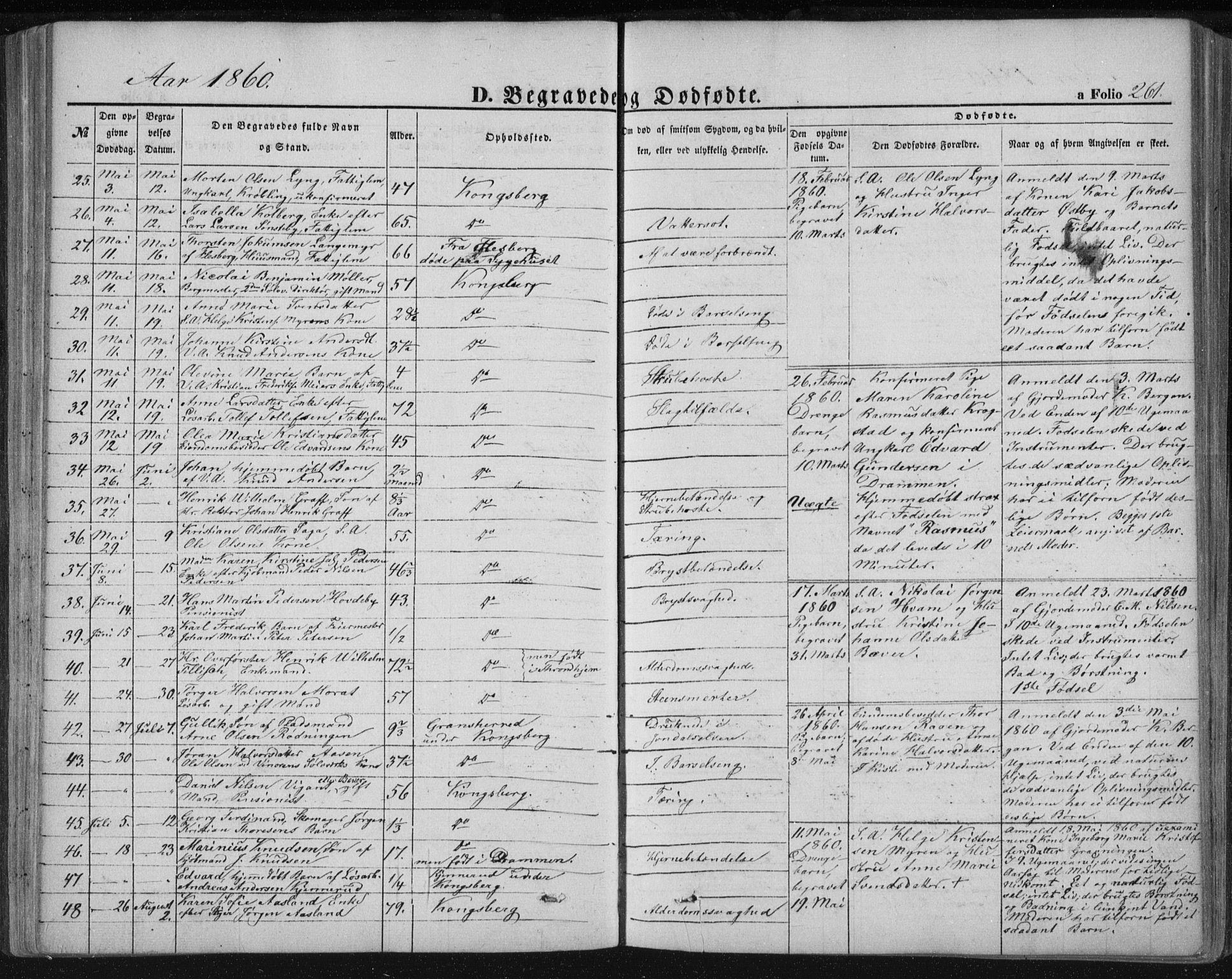 Kongsberg kirkebøker, AV/SAKO-A-22/F/Fa/L0010: Parish register (official) no. I 10, 1859-1875, p. 261