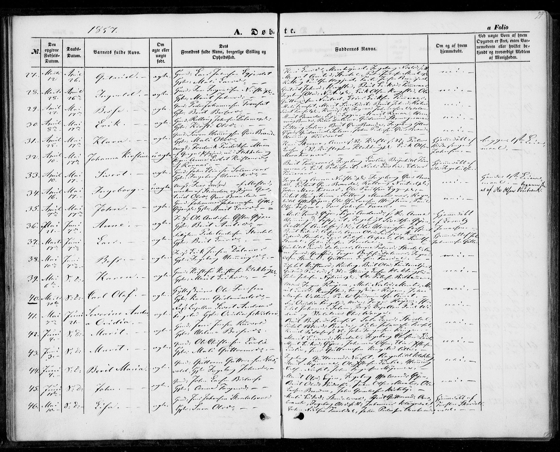 Ministerialprotokoller, klokkerbøker og fødselsregistre - Nord-Trøndelag, SAT/A-1458/706/L0040: Parish register (official) no. 706A01, 1850-1861, p. 24