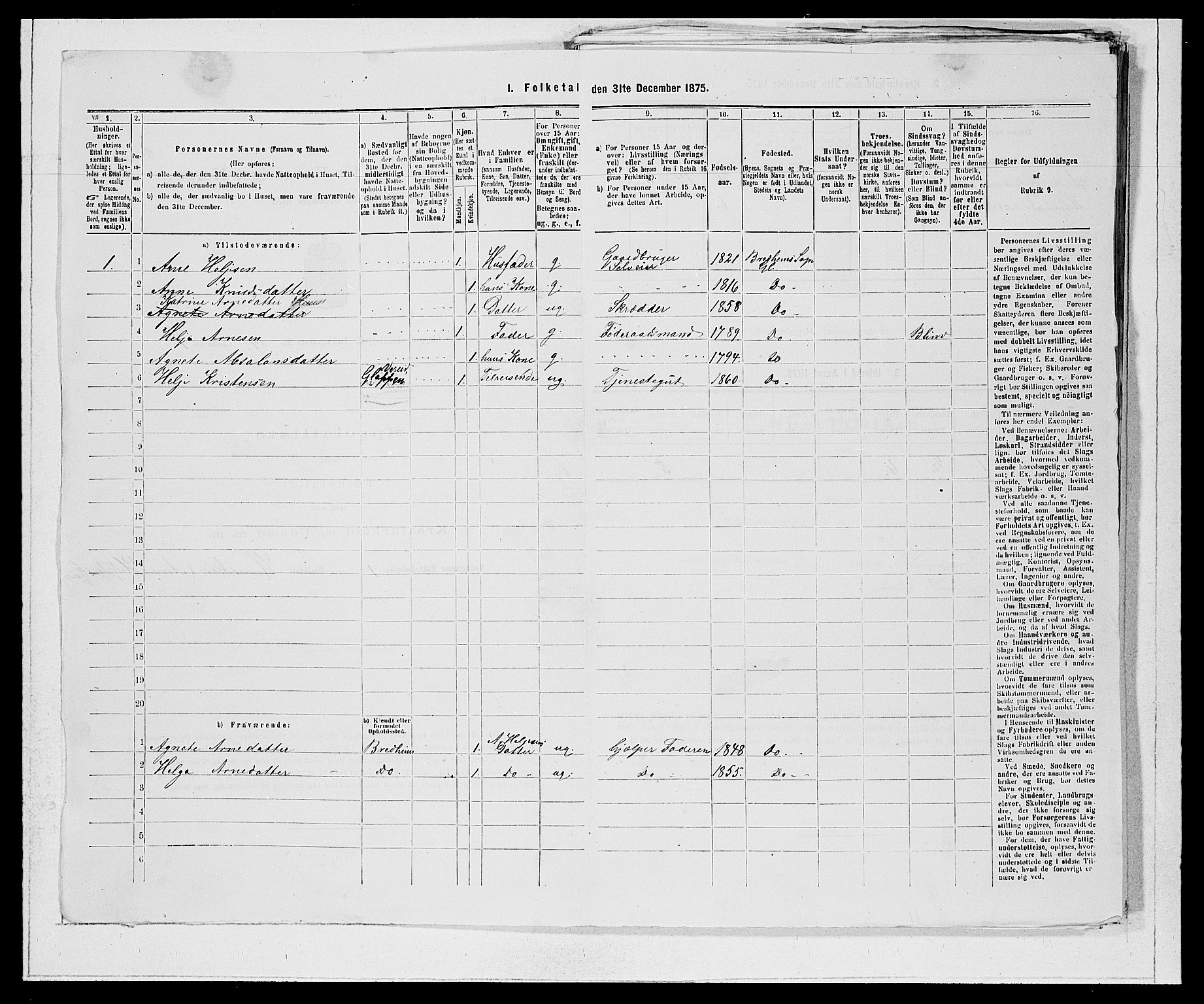 SAB, 1875 Census for 1445P Gloppen, 1875, p. 1439