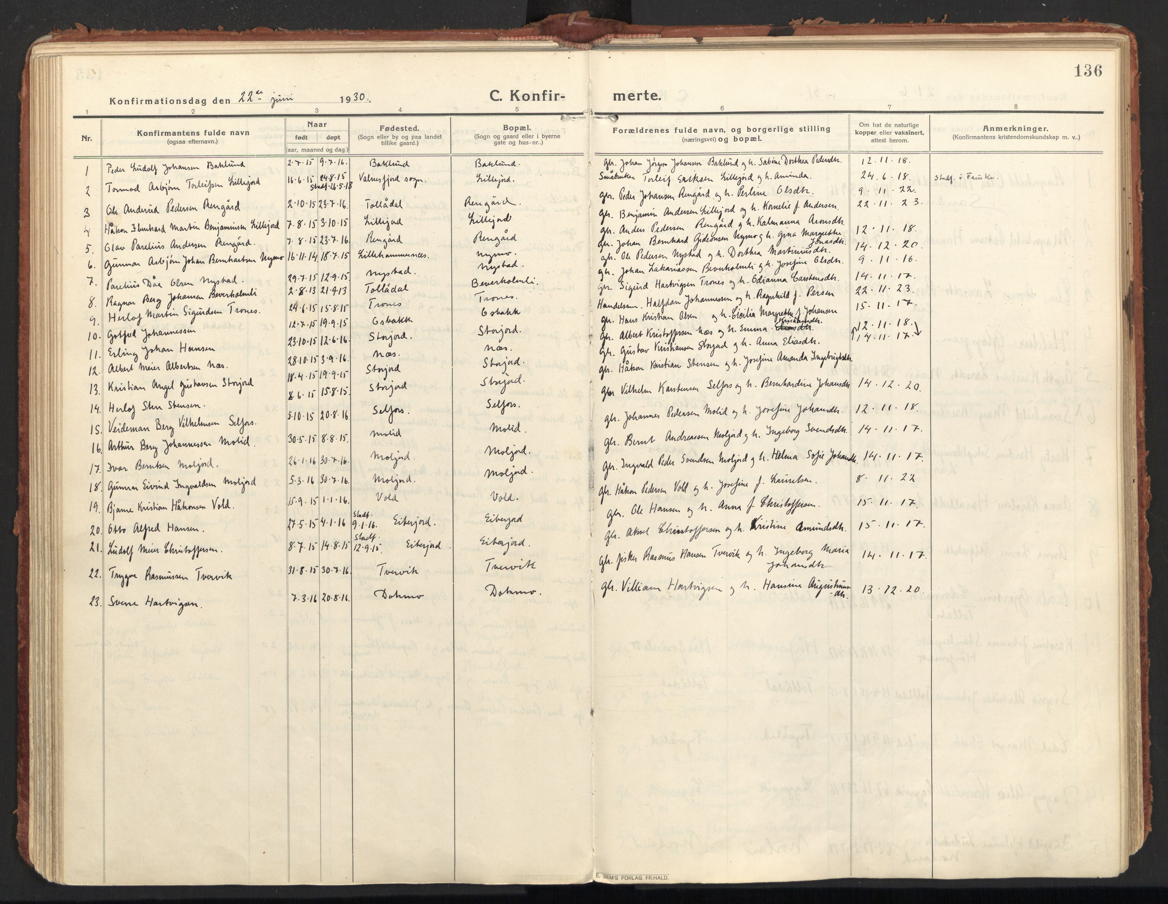 Ministerialprotokoller, klokkerbøker og fødselsregistre - Nordland, SAT/A-1459/846/L0650: Parish register (official) no. 846A08, 1916-1935, p. 136