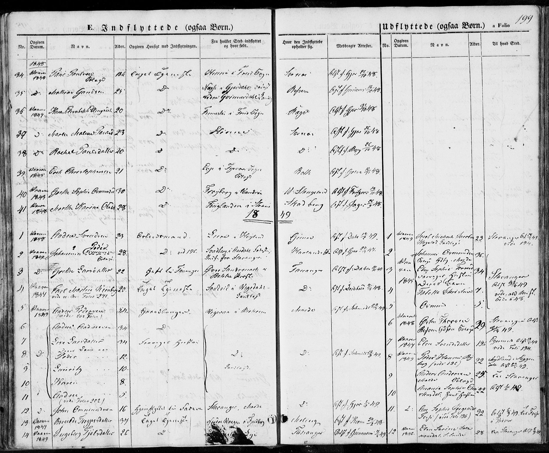 Håland sokneprestkontor, SAST/A-101802/001/30BA/L0006: Parish register (official) no. A 6, 1842-1853, p. 199