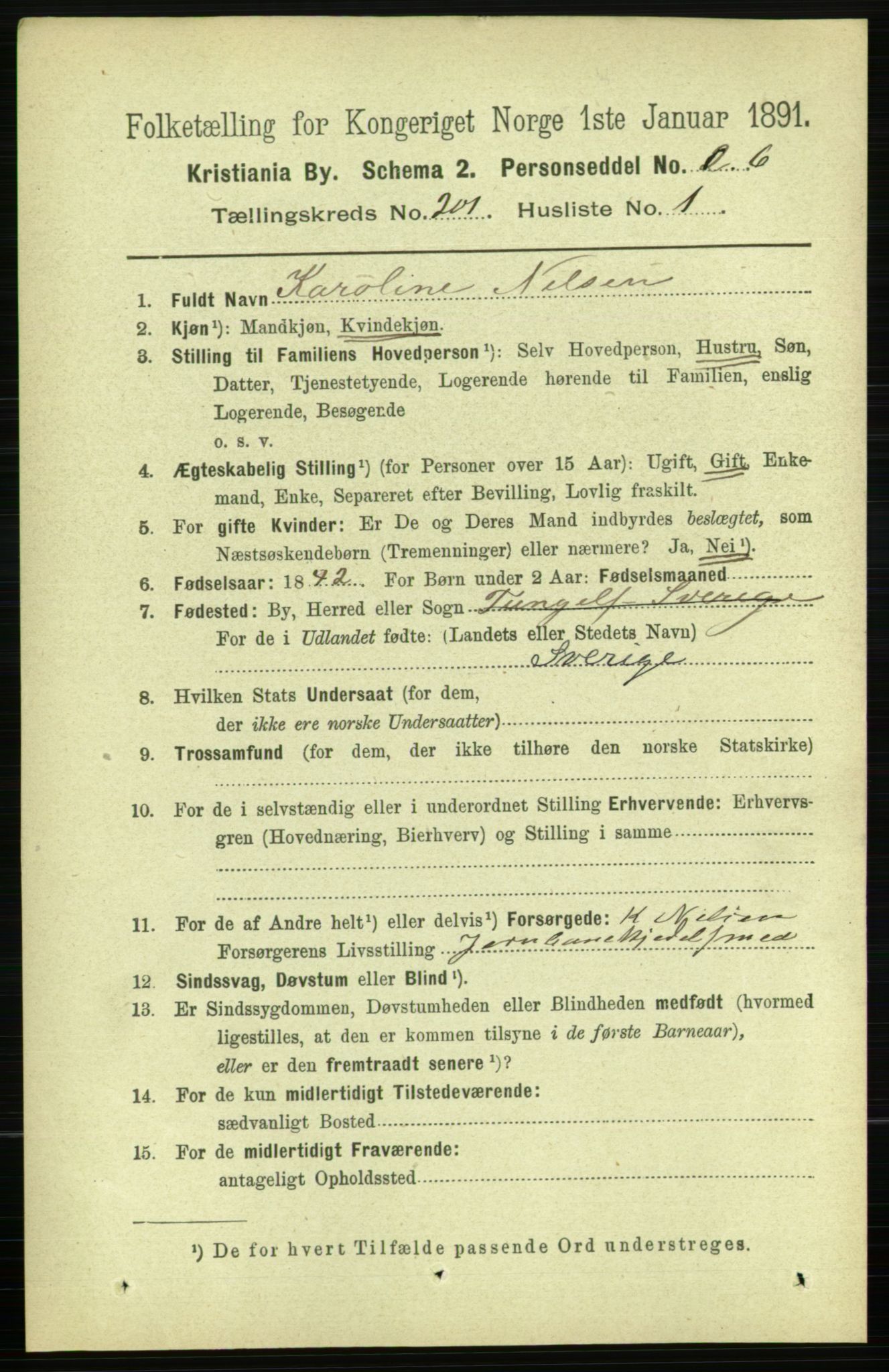 RA, 1891 census for 0301 Kristiania, 1891, p. 120954