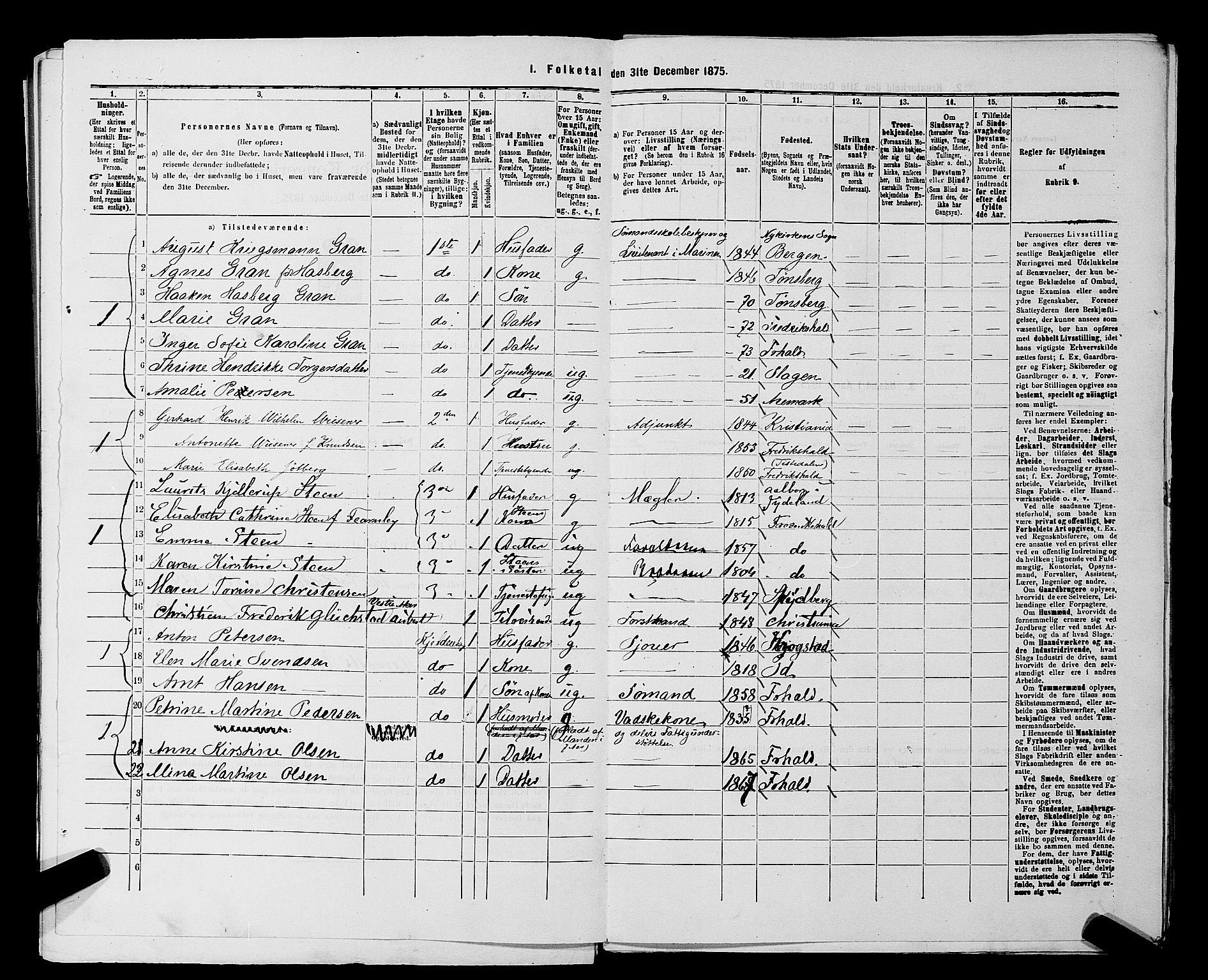 RA, 1875 census for 0101P Fredrikshald, 1875, p. 934