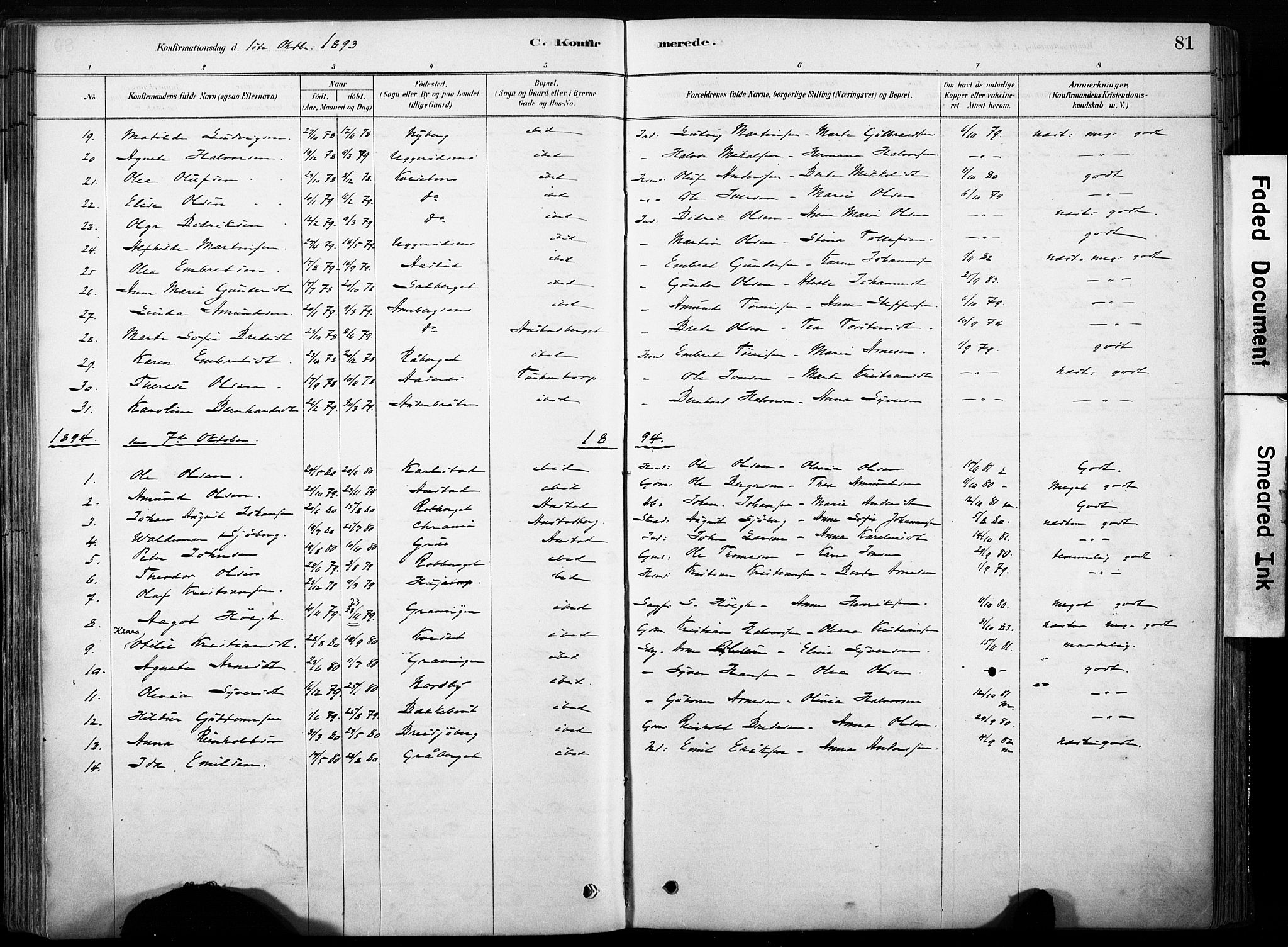 Hof prestekontor, AV/SAH-PREST-038/H/Ha/Haa/L0011: Parish register (official) no. 11, 1879-1911, p. 81