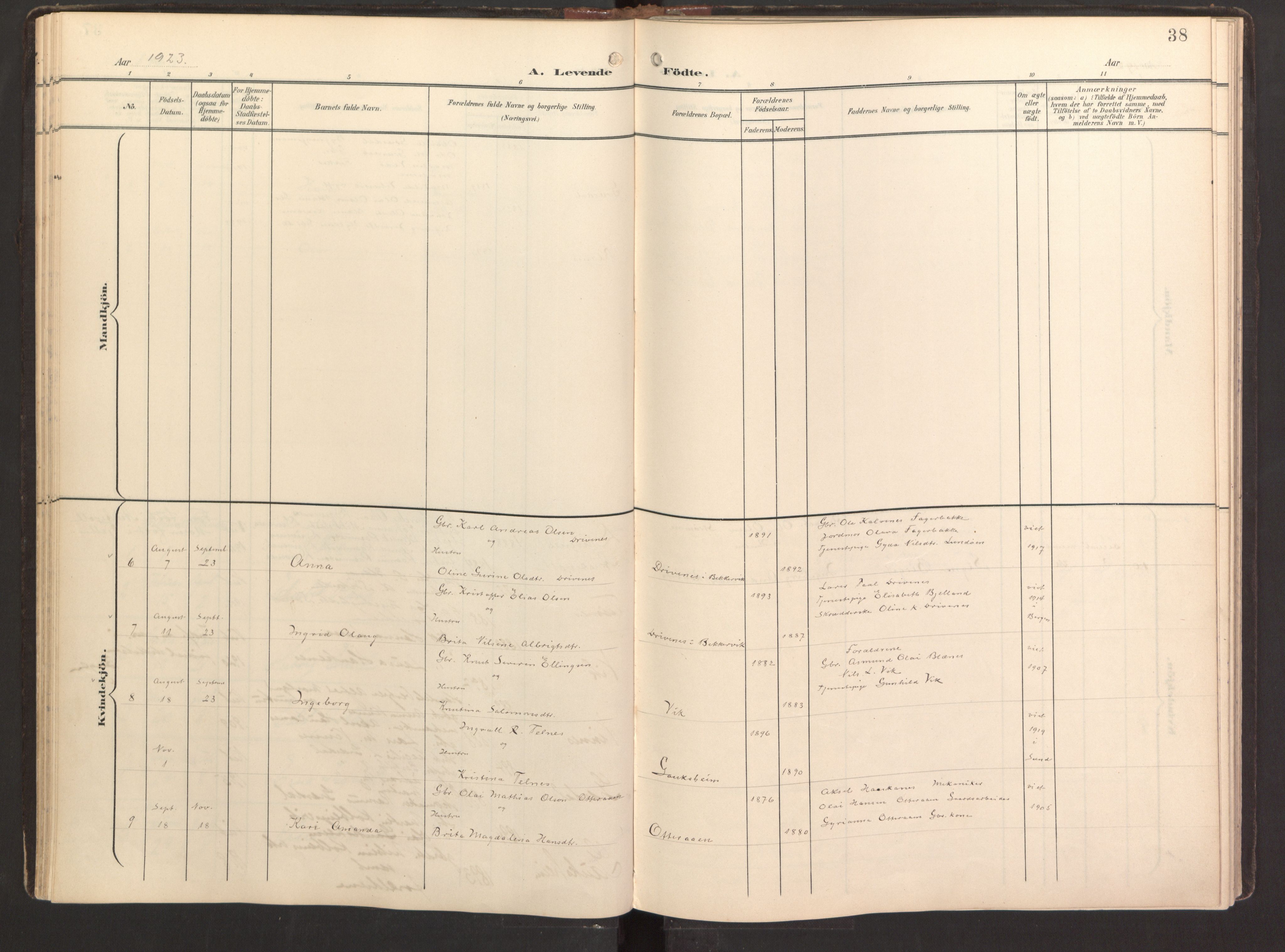 Fitjar sokneprestembete, AV/SAB-A-99926: Parish register (official) no. B 1, 1900-1926, p. 38