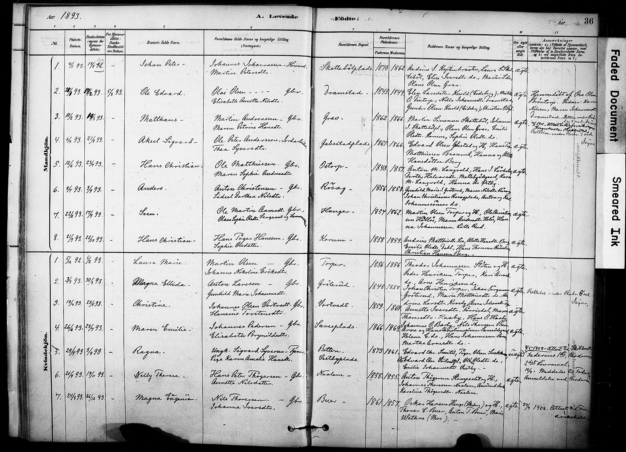 Rakkestad prestekontor Kirkebøker, SAO/A-2008/F/Fc/L0001: Parish register (official) no. III 1, 1878-1905, p. 36