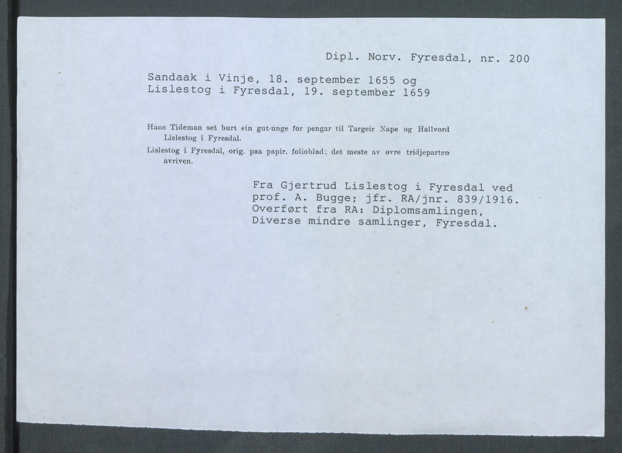 Riksarkivets diplomsamling, RA/EA-5965/F02/L0166: Dokumenter, 1654-1656, p. 160