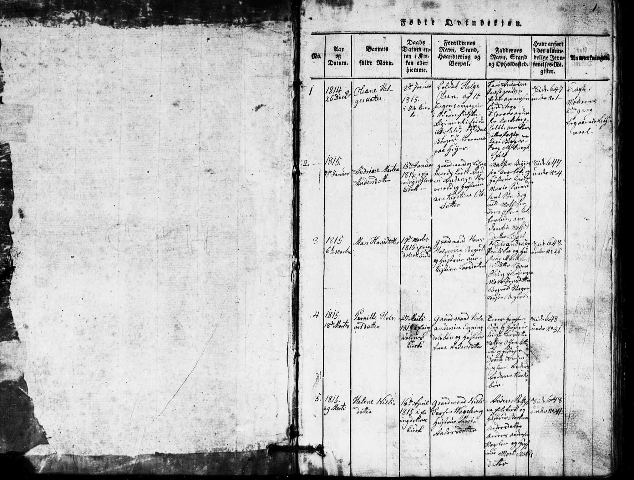 Idd prestekontor Kirkebøker, SAO/A-10911/G/Ga/L0001: Parish register (copy) no. I 1, 1815-1826, p. 0-1
