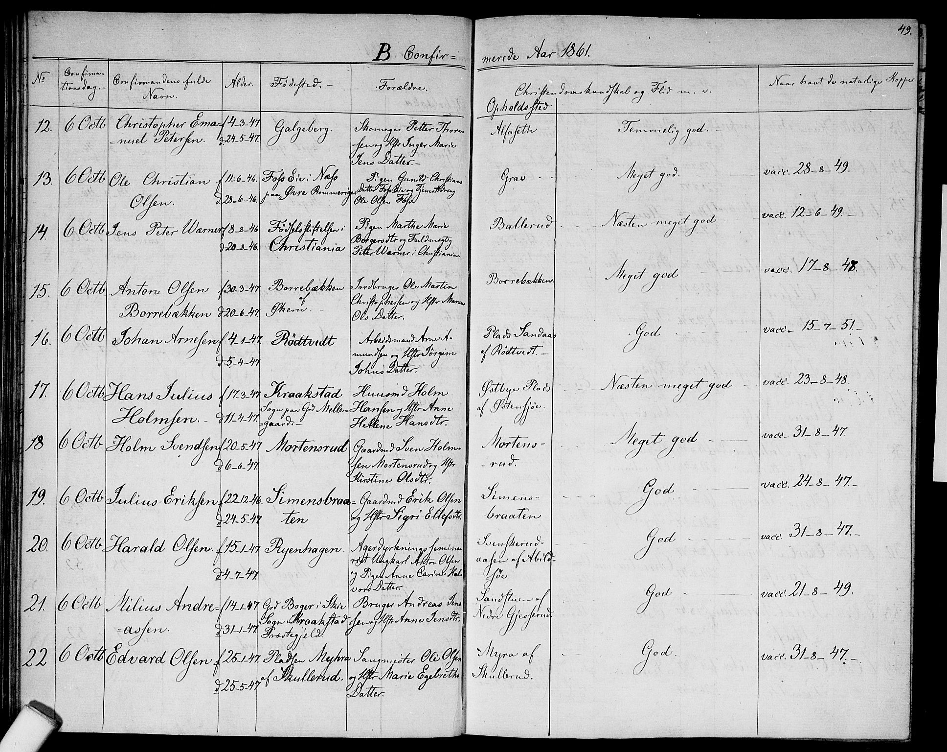 Østre Aker prestekontor Kirkebøker, SAO/A-10840/G/Ga/L0001: Parish register (copy) no. I 1, 1861-1864, p. 49