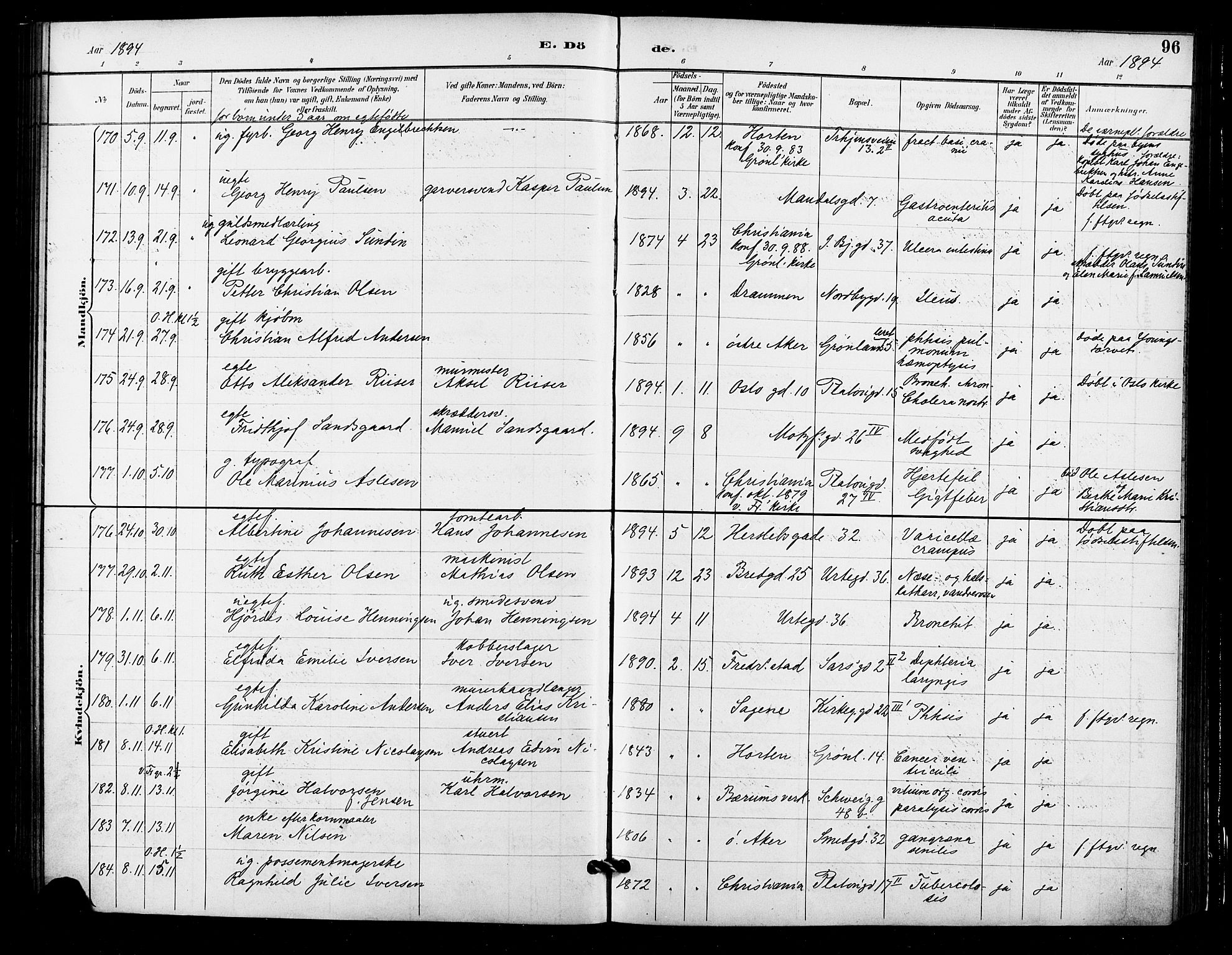 Grønland prestekontor Kirkebøker, AV/SAO-A-10848/F/Fa/L0010: Parish register (official) no. 10, 1891-1898, p. 96