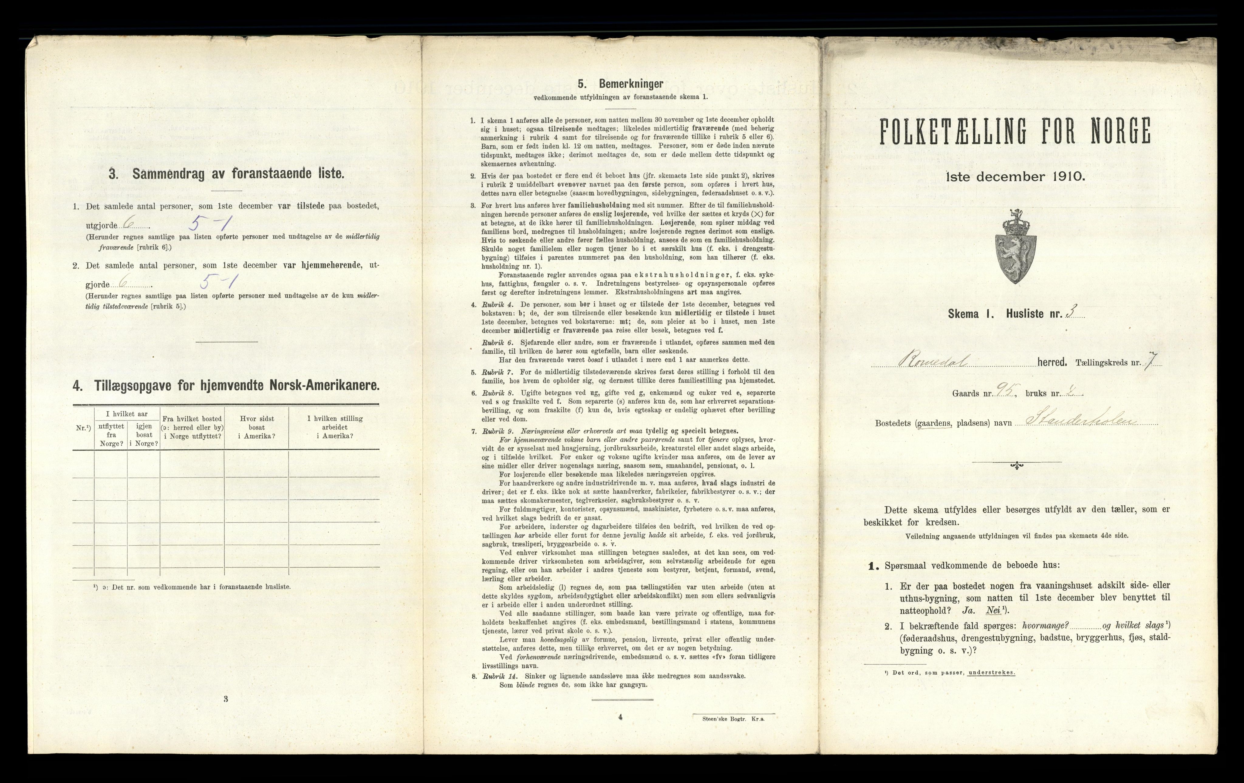 RA, 1910 census for Romedal, 1910, p. 1251