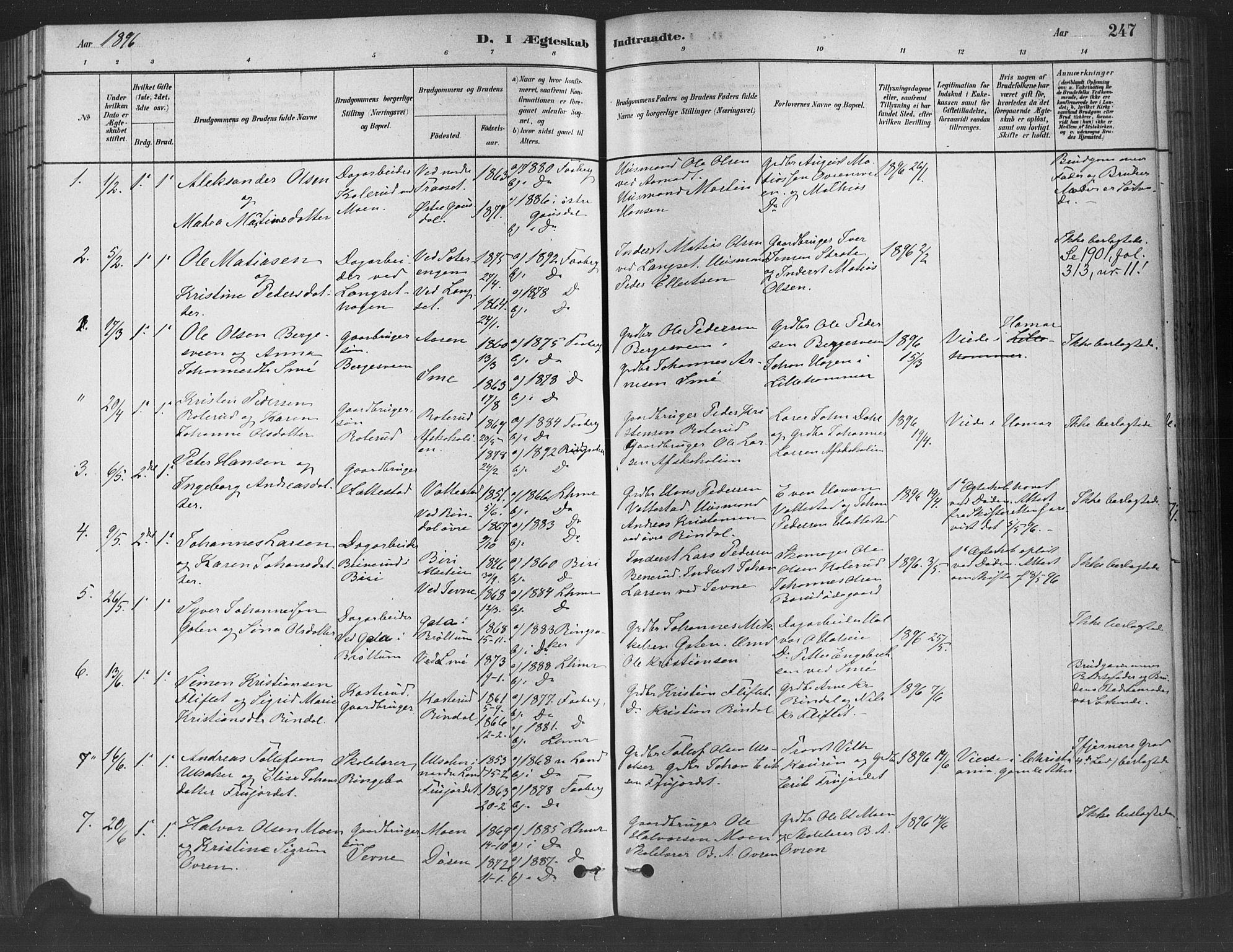 Fåberg prestekontor, SAH/PREST-086/H/Ha/Haa/L0009: Parish register (official) no. 9, 1879-1898, p. 247