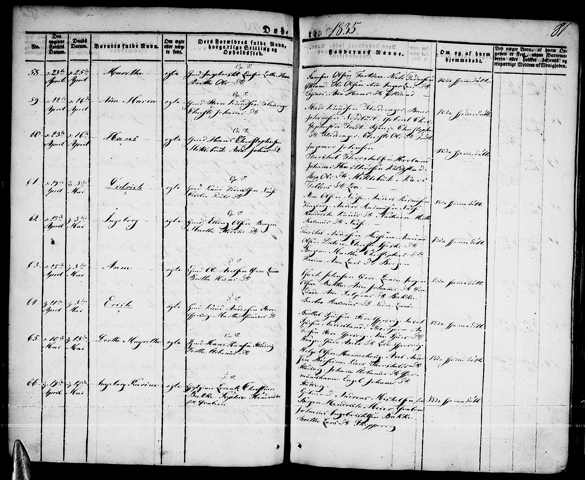 Tysnes sokneprestembete, AV/SAB-A-78601/H/Haa: Parish register (official) no. A 8, 1826-1837, p. 81