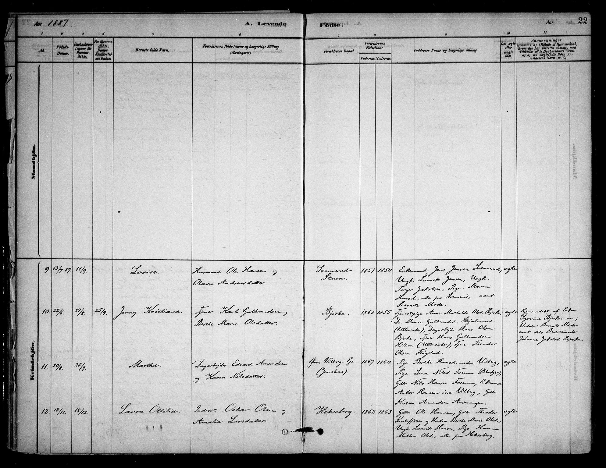 Sørum prestekontor Kirkebøker, AV/SAO-A-10303/F/Fb/L0001: Parish register (official) no. II 1, 1878-1915, p. 22