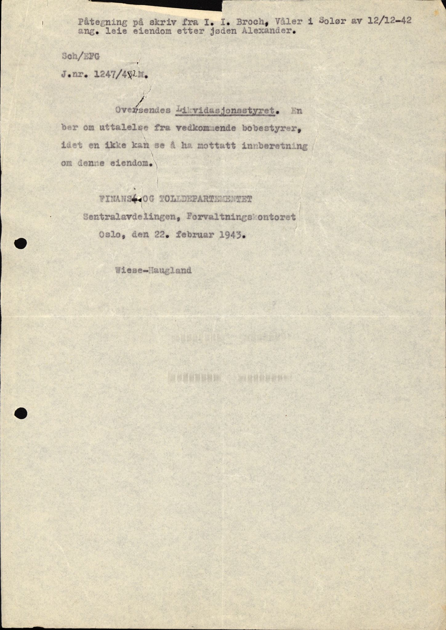 Justisdepartementet, Tilbakeføringskontoret for inndratte formuer, AV/RA-S-1564/H/Hc/Hcc/L0917: --, 1945-1947, p. 254