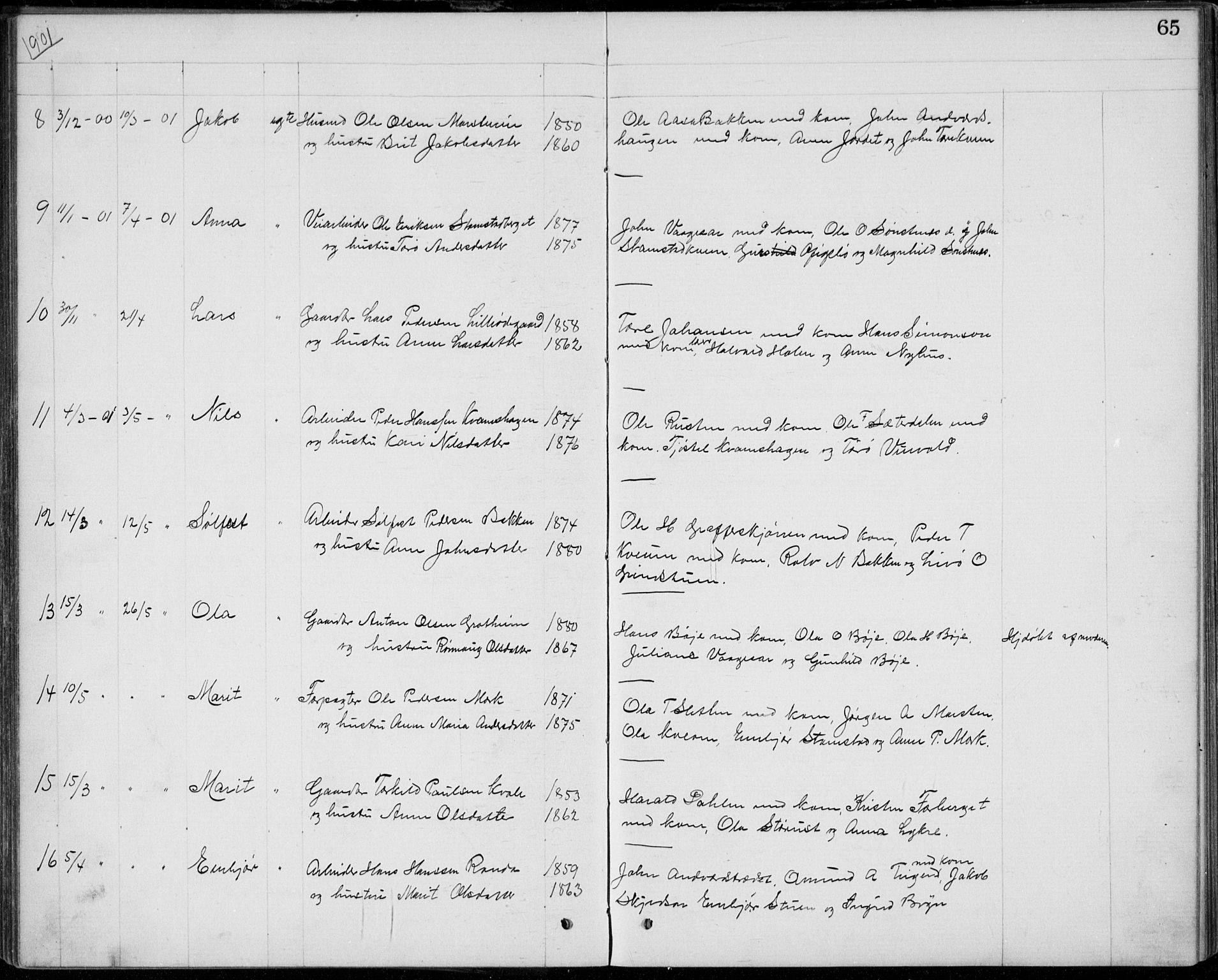 Lom prestekontor, AV/SAH-PREST-070/L/L0013: Parish register (copy) no. 13, 1874-1938, p. 65