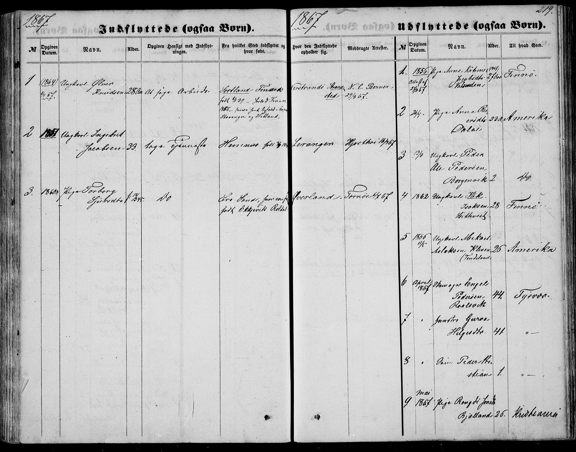 Nedstrand sokneprestkontor, SAST/A-101841/01/IV: Parish register (official) no. A 9, 1861-1876, p. 219