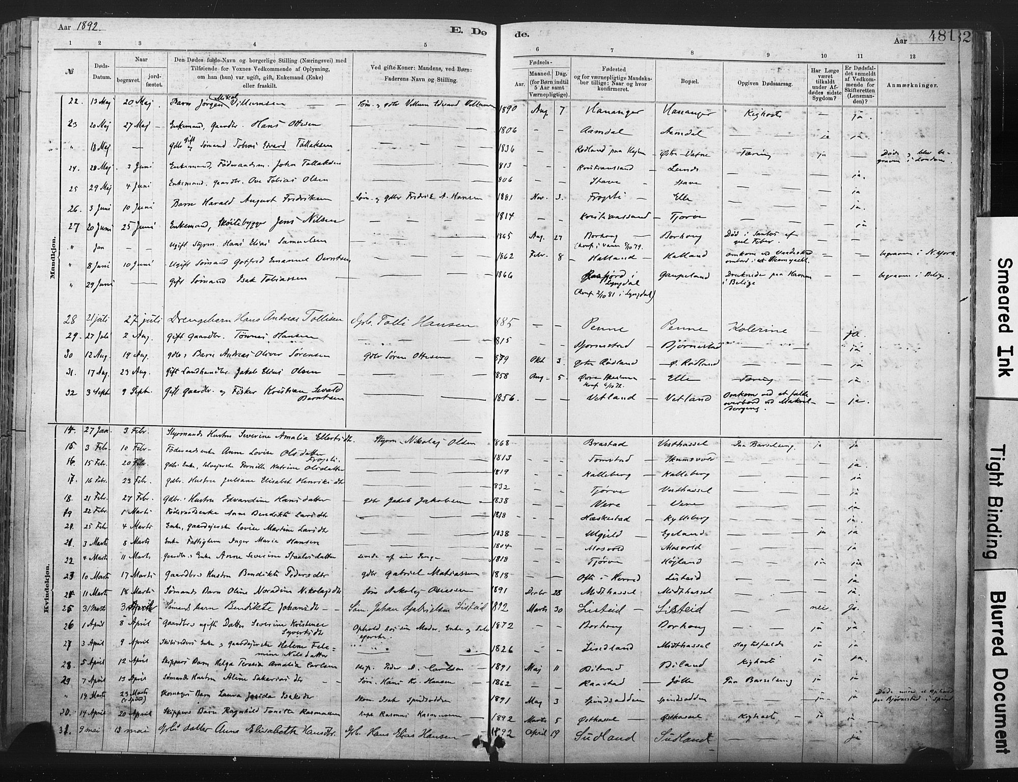 Lista sokneprestkontor, AV/SAK-1111-0027/F/Fa/L0012: Parish register (official) no. A 12, 1879-1903, p. 481