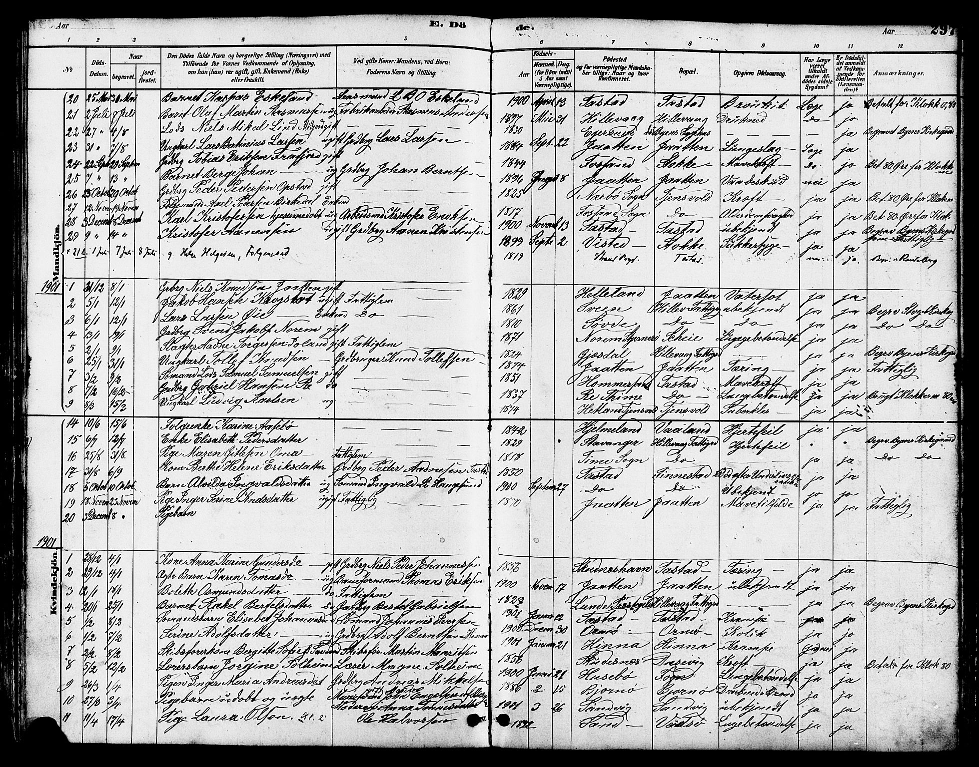 Hetland sokneprestkontor, SAST/A-101826/30/30BB/L0005: Parish register (copy) no. B 5, 1878-1910, p. 297