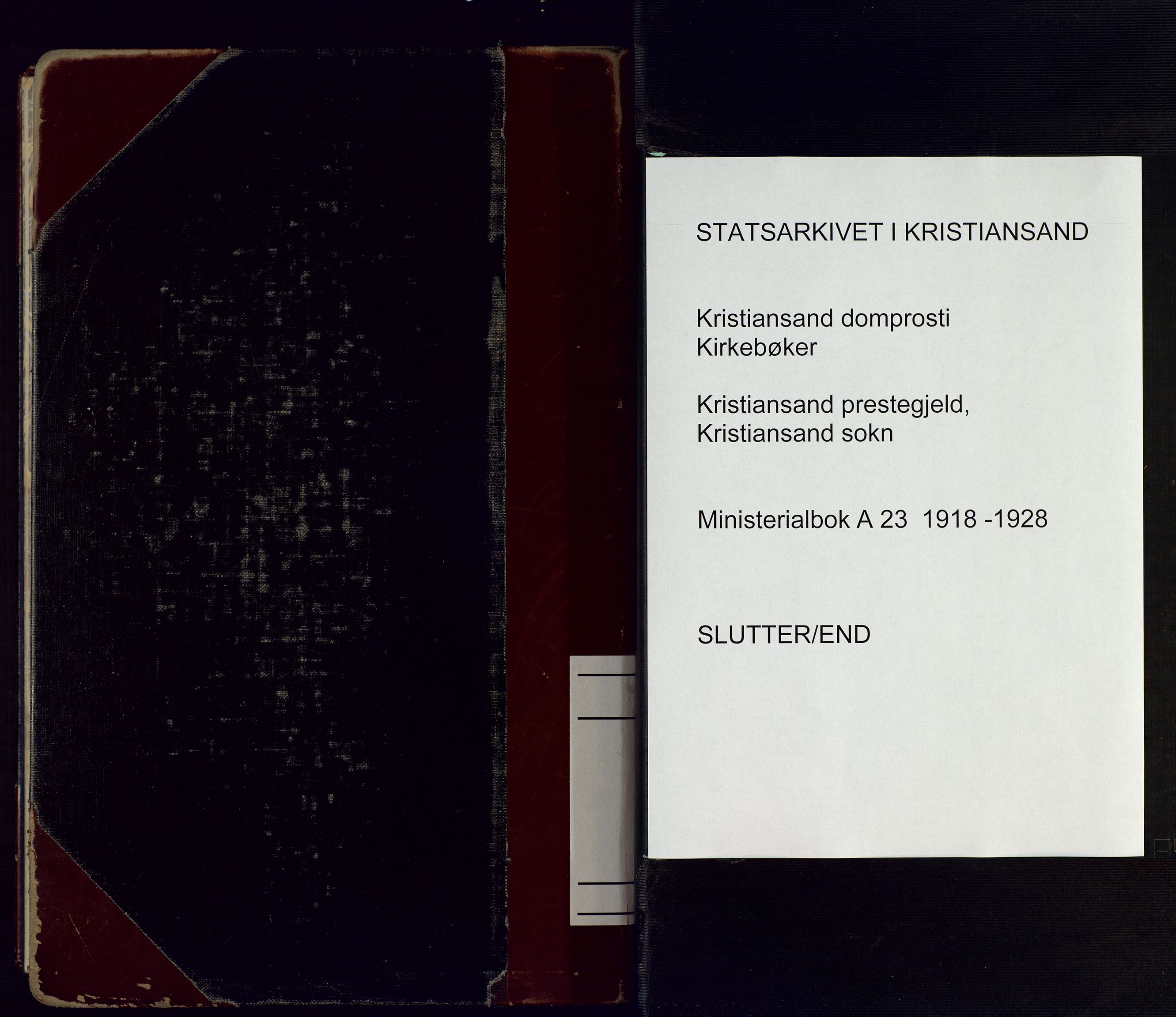 Kristiansand domprosti, AV/SAK-1112-0006/F/Fa/L0024: Parish register (official) no. A 23, 1918-1928