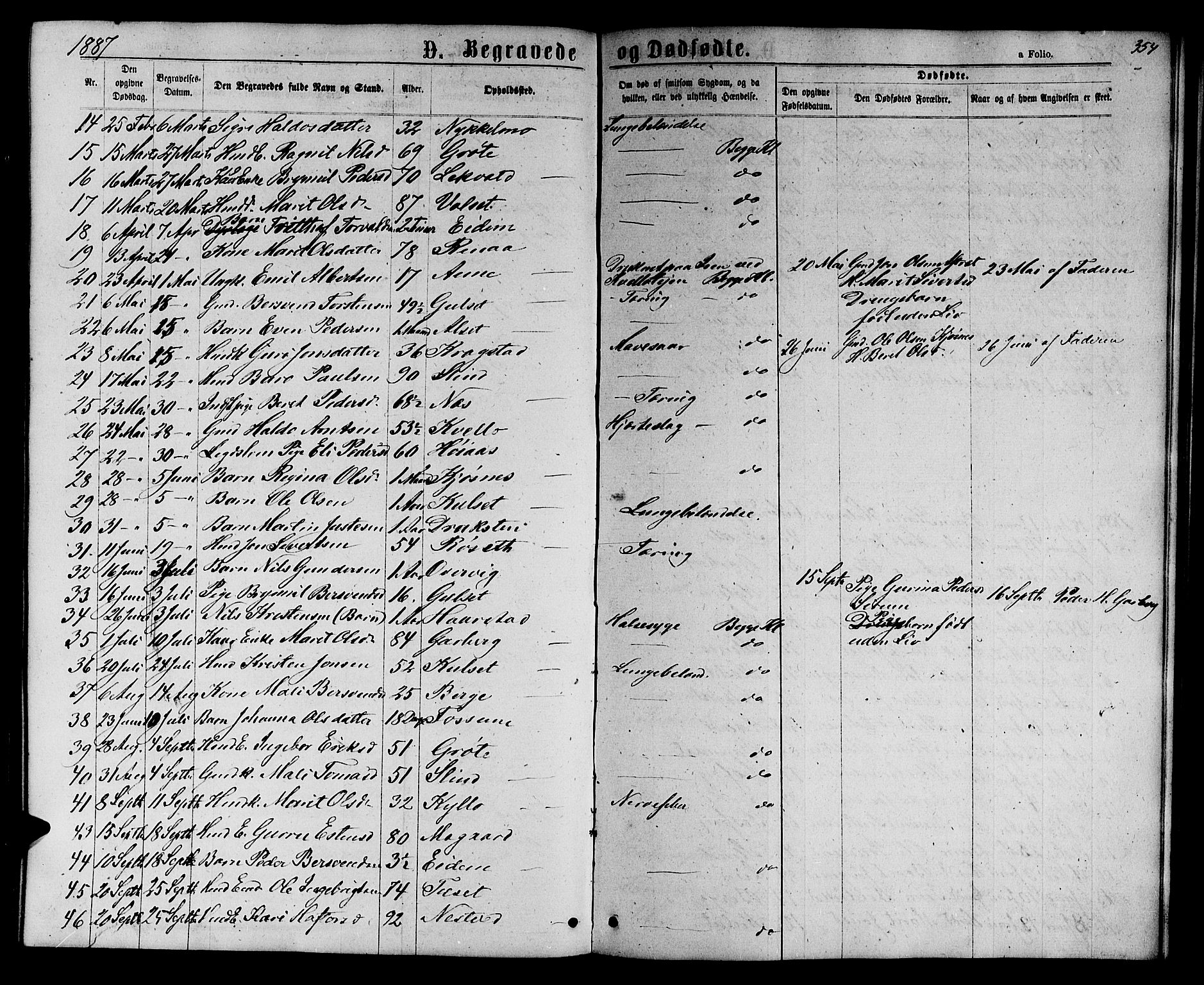 Ministerialprotokoller, klokkerbøker og fødselsregistre - Sør-Trøndelag, SAT/A-1456/695/L1156: Parish register (copy) no. 695C07, 1869-1888, p. 354