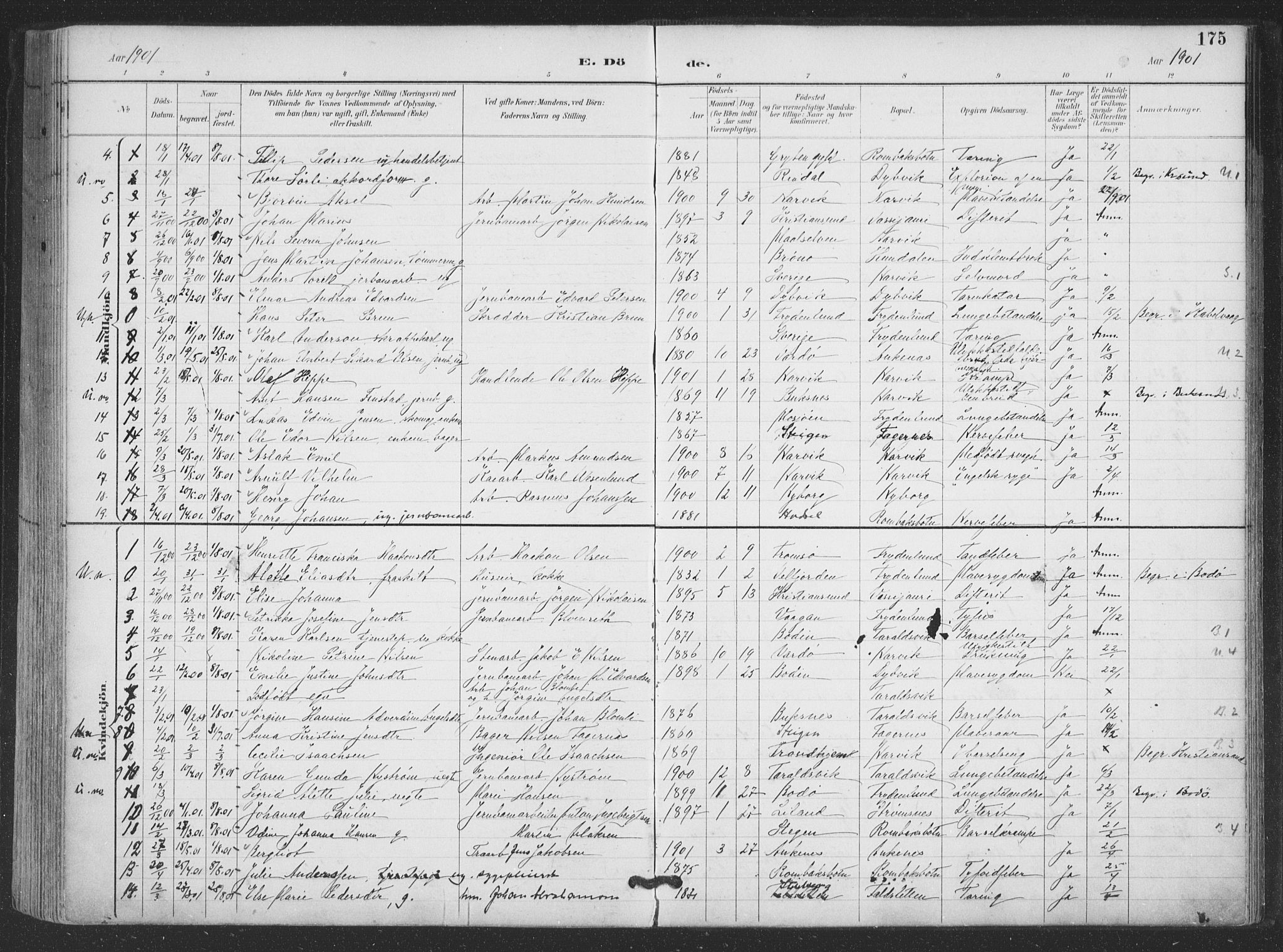 Ministerialprotokoller, klokkerbøker og fødselsregistre - Nordland, SAT/A-1459/866/L0939: Parish register (official) no. 866A02, 1894-1906, p. 175