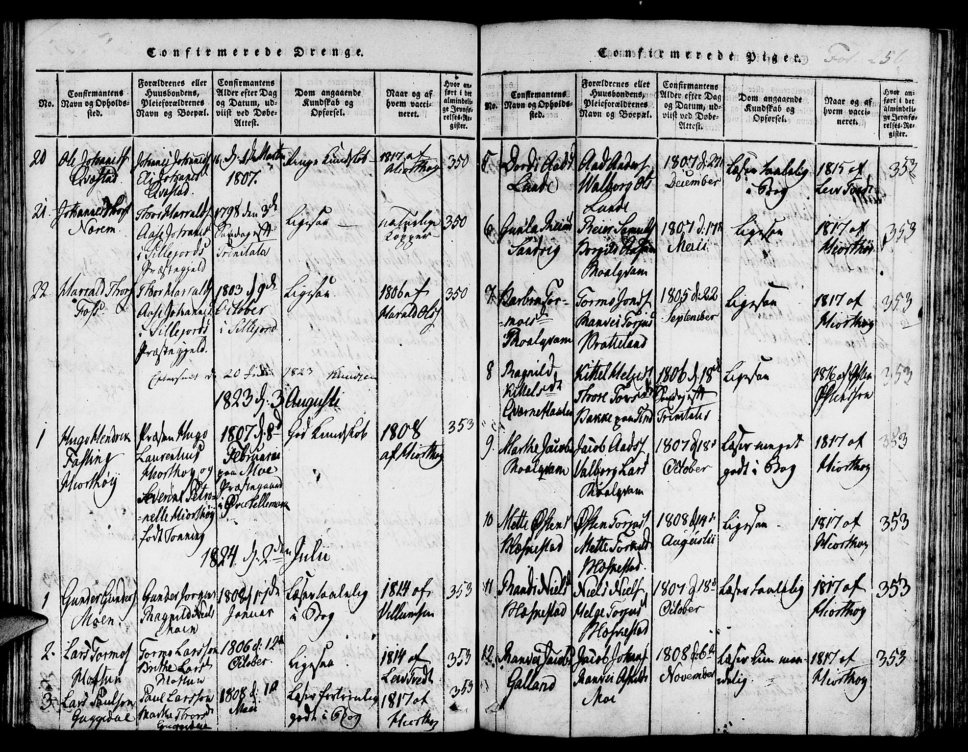 Suldal sokneprestkontor, AV/SAST-A-101845/01/IV/L0006: Parish register (official) no. A 6, 1816-1836, p. 256