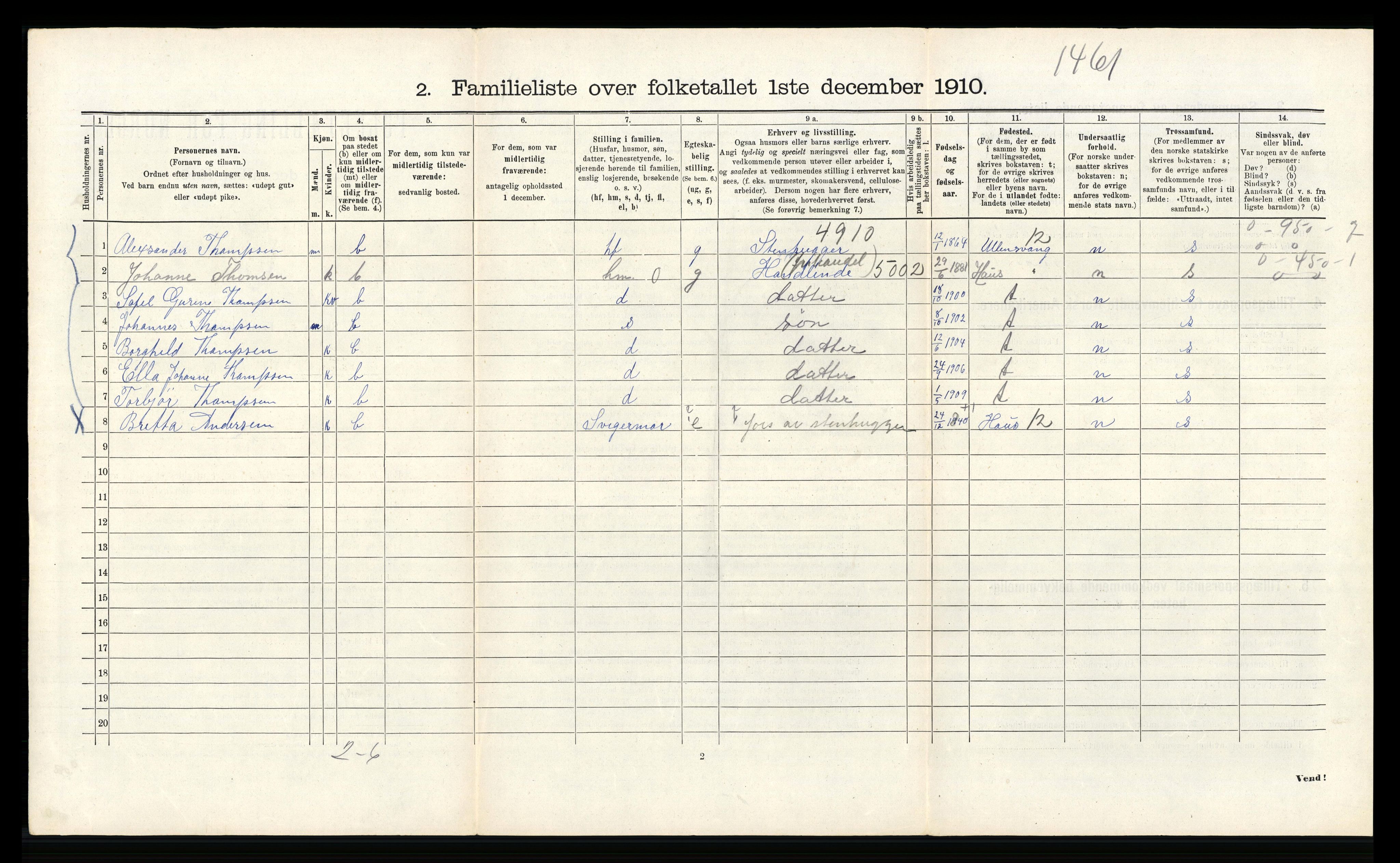 RA, 1910 census for Bergen, 1910, p. 45088