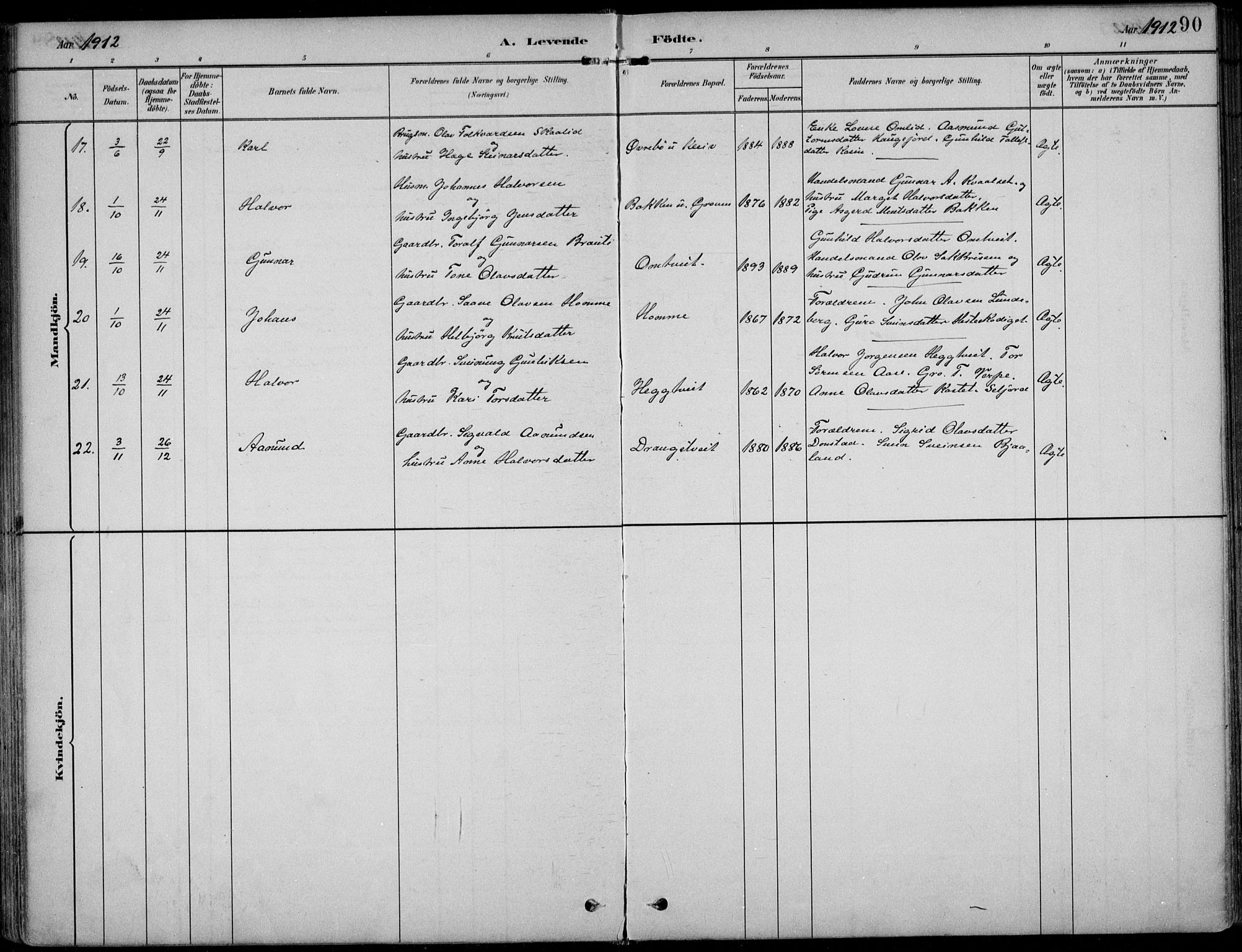 Kviteseid kirkebøker, SAKO/A-276/F/Fb/L0002: Parish register (official) no. II 2, 1882-1916, p. 90