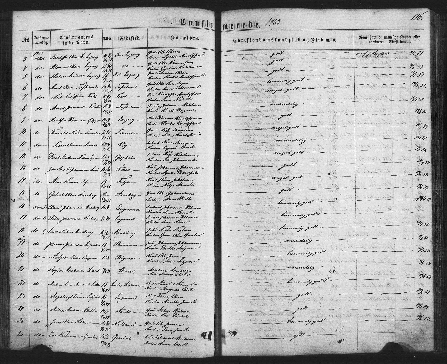Fitjar sokneprestembete, SAB/A-99926: Parish register (official) no. A 1, 1862-1881, p. 116