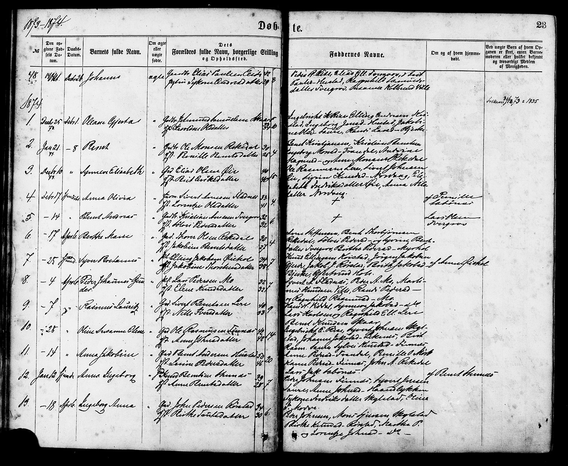 Ministerialprotokoller, klokkerbøker og fødselsregistre - Møre og Romsdal, SAT/A-1454/515/L0210: Parish register (official) no. 515A06, 1868-1885, p. 23