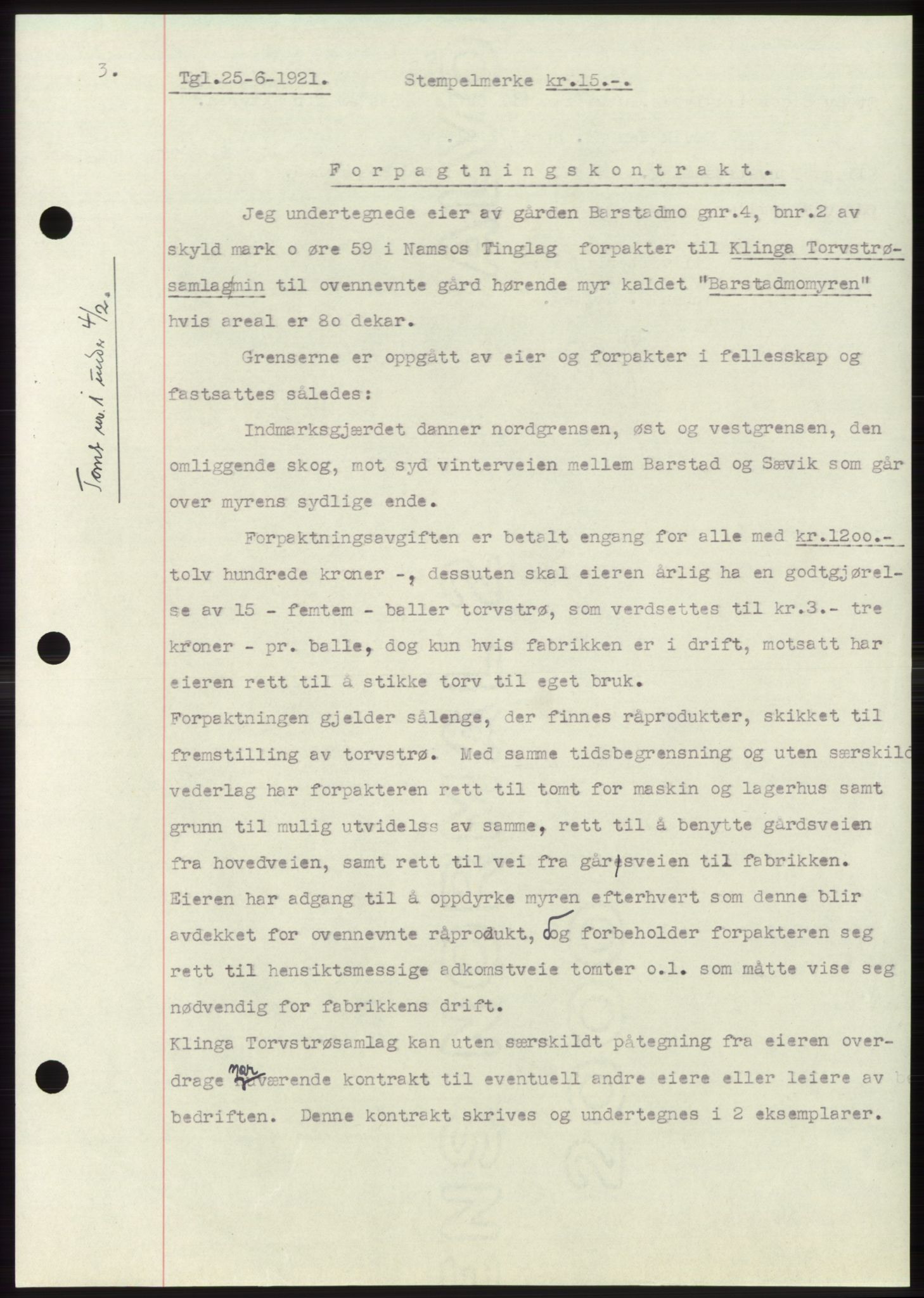 Namdal sorenskriveri, SAT/A-4133/1/2/2C: Mortgage book no. -, 1916-1921, Deed date: 25.06.1921