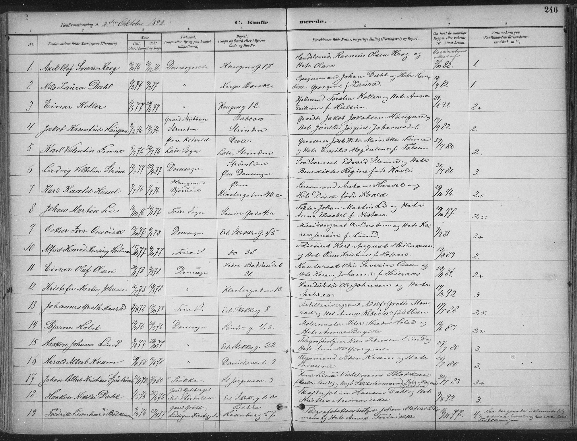 Ministerialprotokoller, klokkerbøker og fødselsregistre - Sør-Trøndelag, SAT/A-1456/601/L0062: Parish register (official) no. 601A30, 1891-1911, p. 246