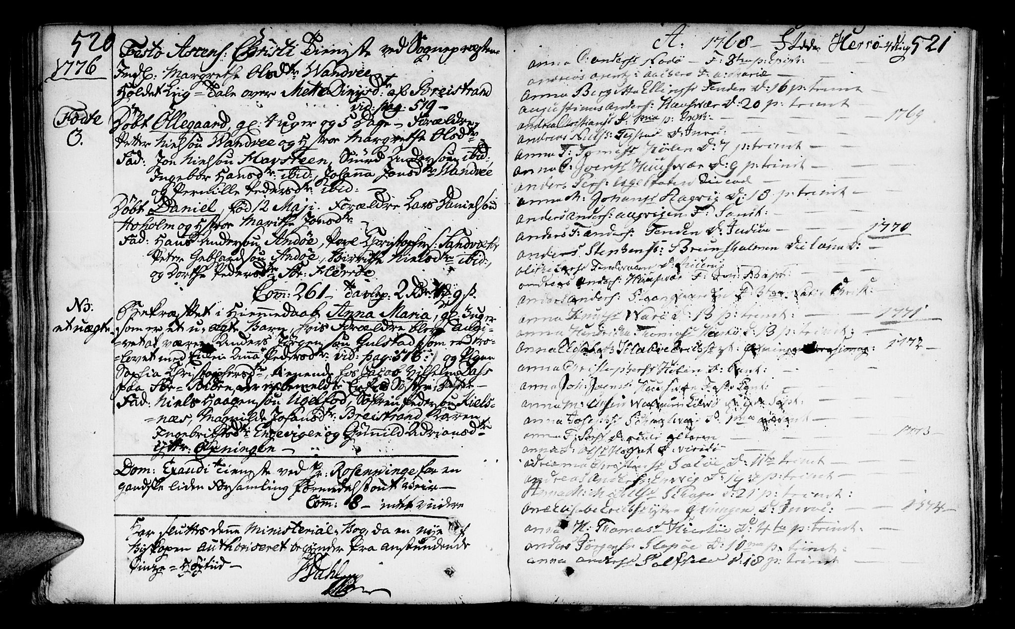 Ministerialprotokoller, klokkerbøker og fødselsregistre - Nordland, SAT/A-1459/817/L0260: Parish register (official) no. 817A02 /2, 1768-1776, p. 520-521