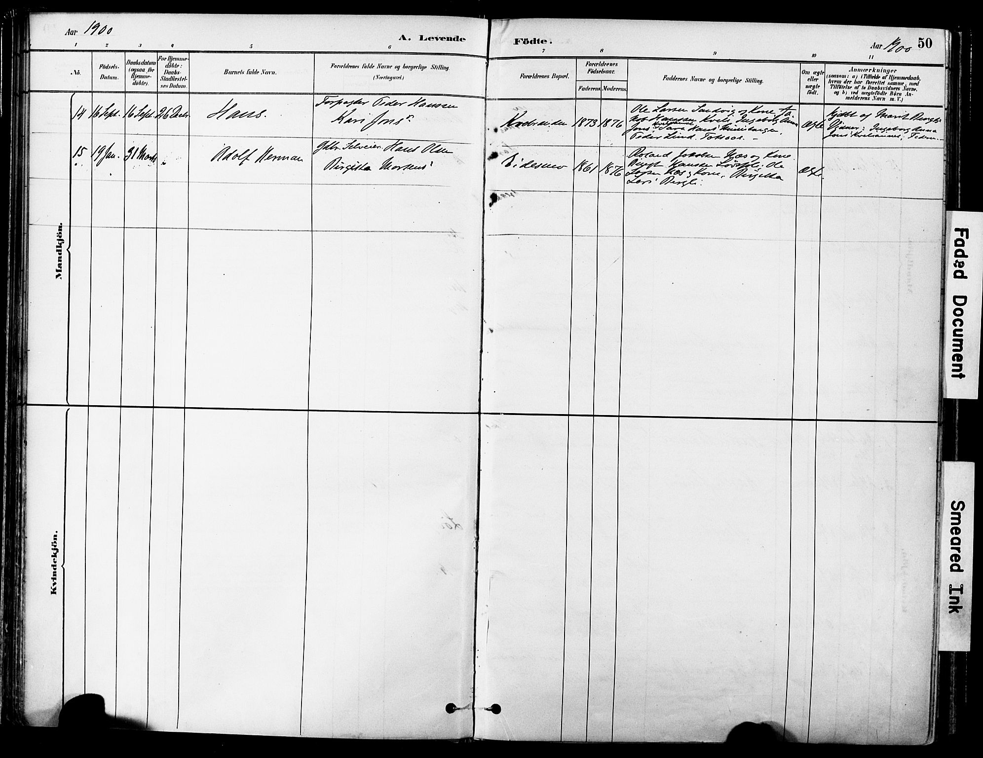 Ministerialprotokoller, klokkerbøker og fødselsregistre - Nord-Trøndelag, SAT/A-1458/755/L0494: Parish register (official) no. 755A03, 1882-1902, p. 50