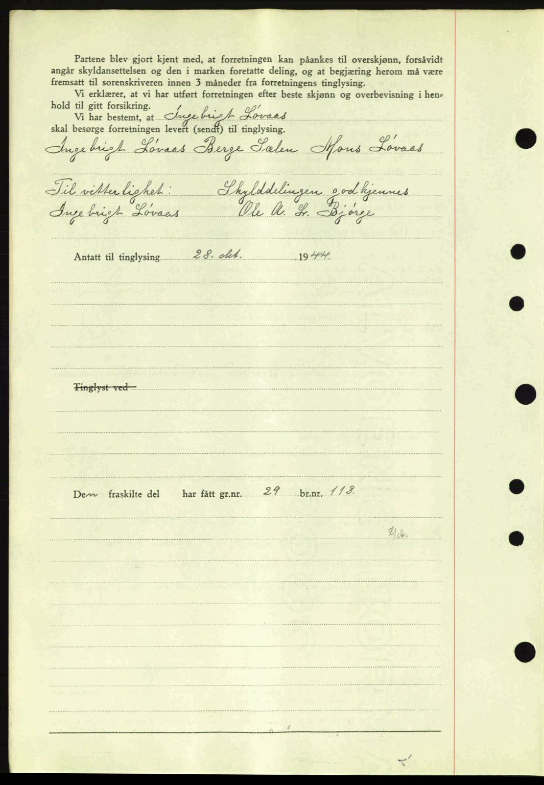 Midhordland sorenskriveri, SAB/A-3001/1/G/Gb/Gbj/L0019: Mortgage book no. A37-38, 1944-1945, Diary no: : 3472/1944