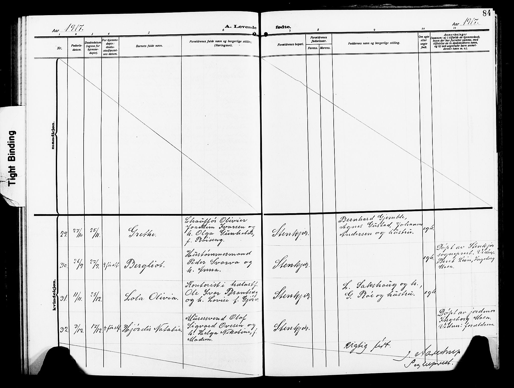Ministerialprotokoller, klokkerbøker og fødselsregistre - Nord-Trøndelag, SAT/A-1458/739/L0376: Parish register (copy) no. 739C04, 1908-1917, p. 84