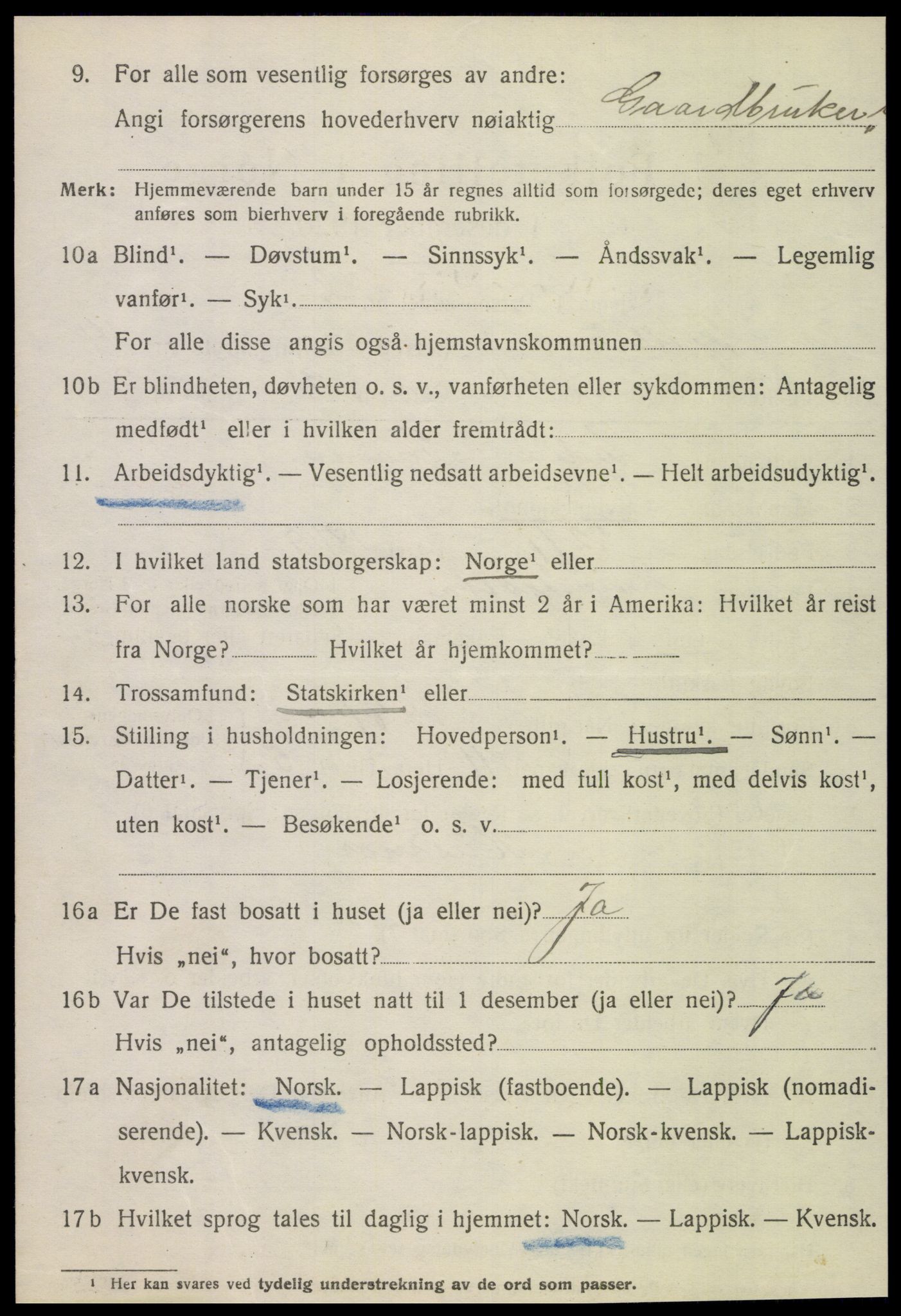 SAT, 1920 census for Tjøtta, 1920, p. 5376