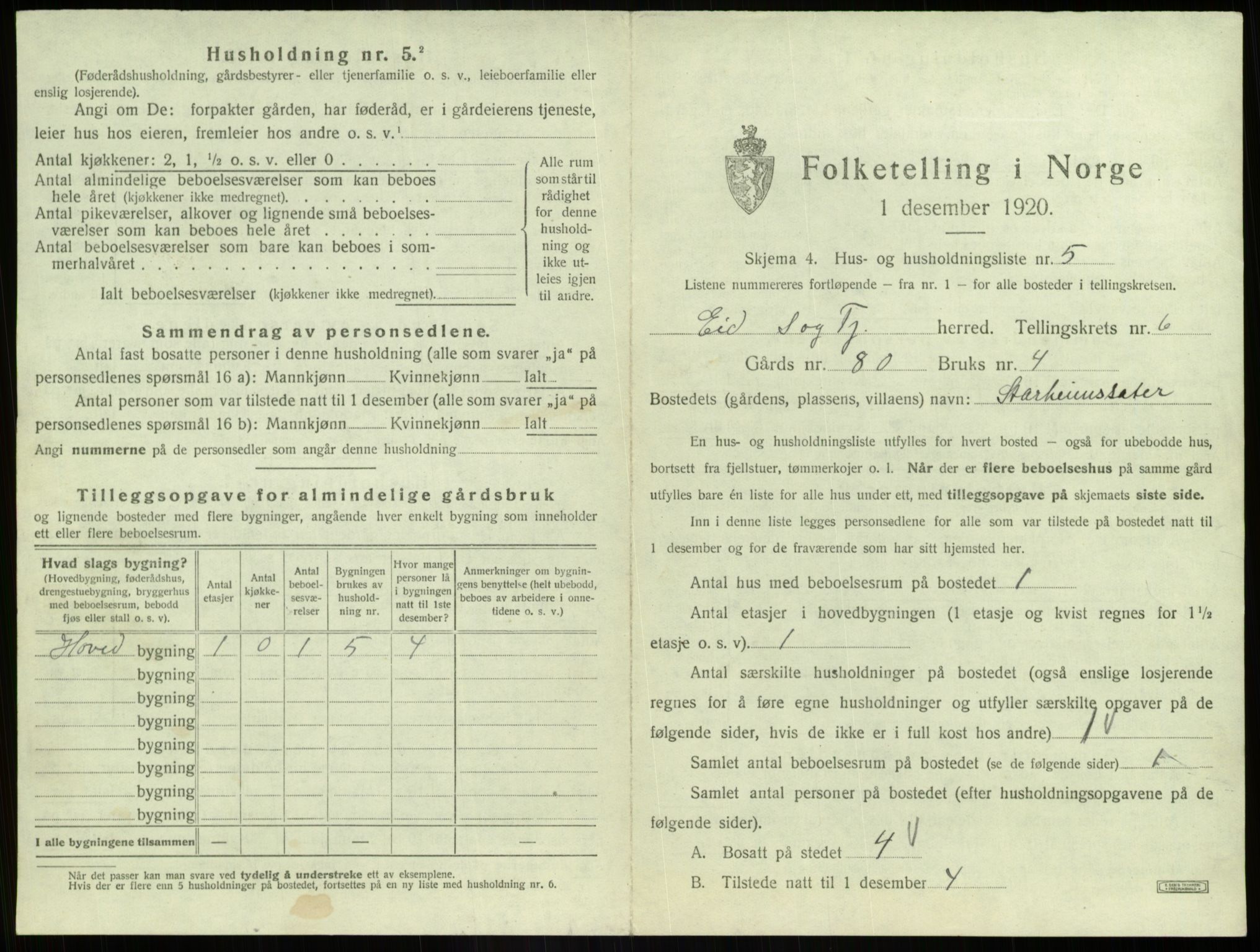 SAB, 1920 census for Eid, 1920, p. 328