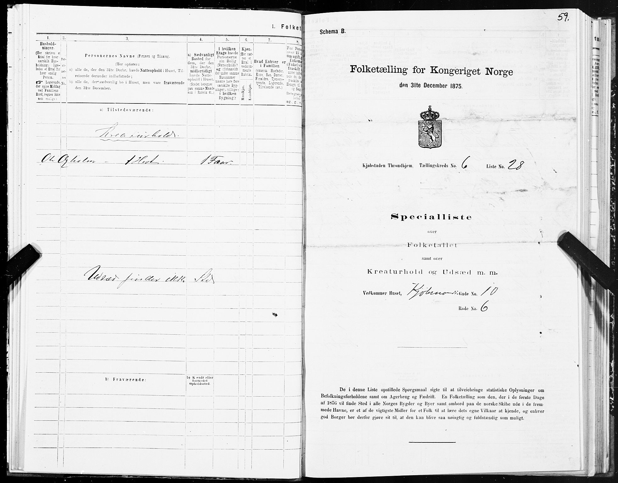 SAT, 1875 census for 1601 Trondheim, 1875, p. 4059