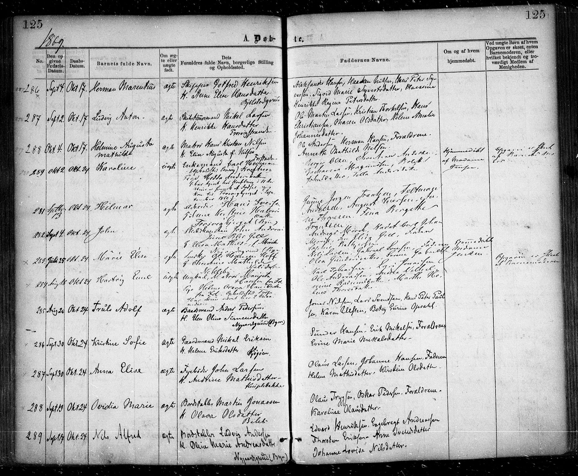 Glemmen prestekontor Kirkebøker, SAO/A-10908/F/Fa/L0008: Parish register (official) no. 8, 1862-1871, p. 125