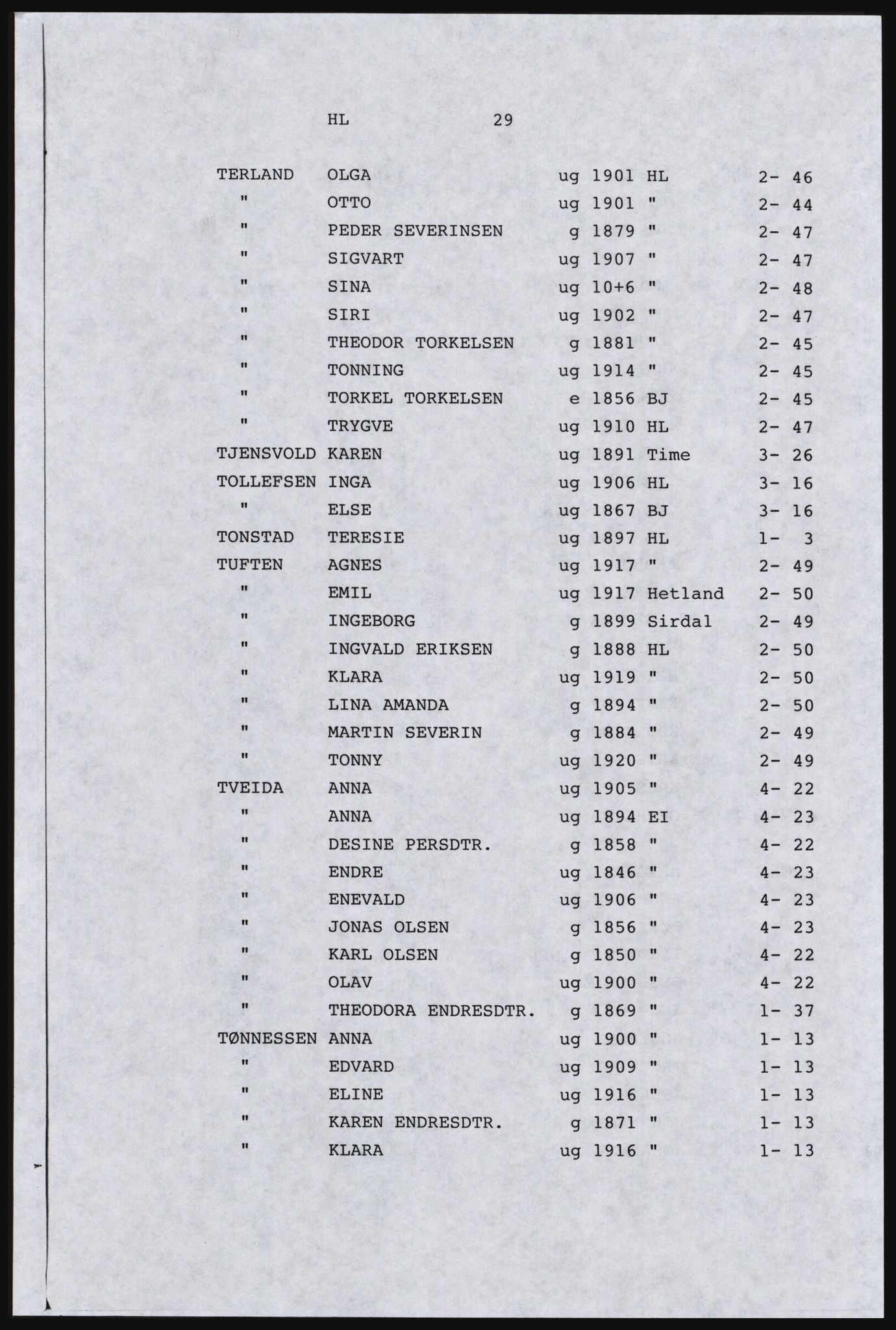 SAST, Copy of 1920 census for Dalane, 1920, p. 349