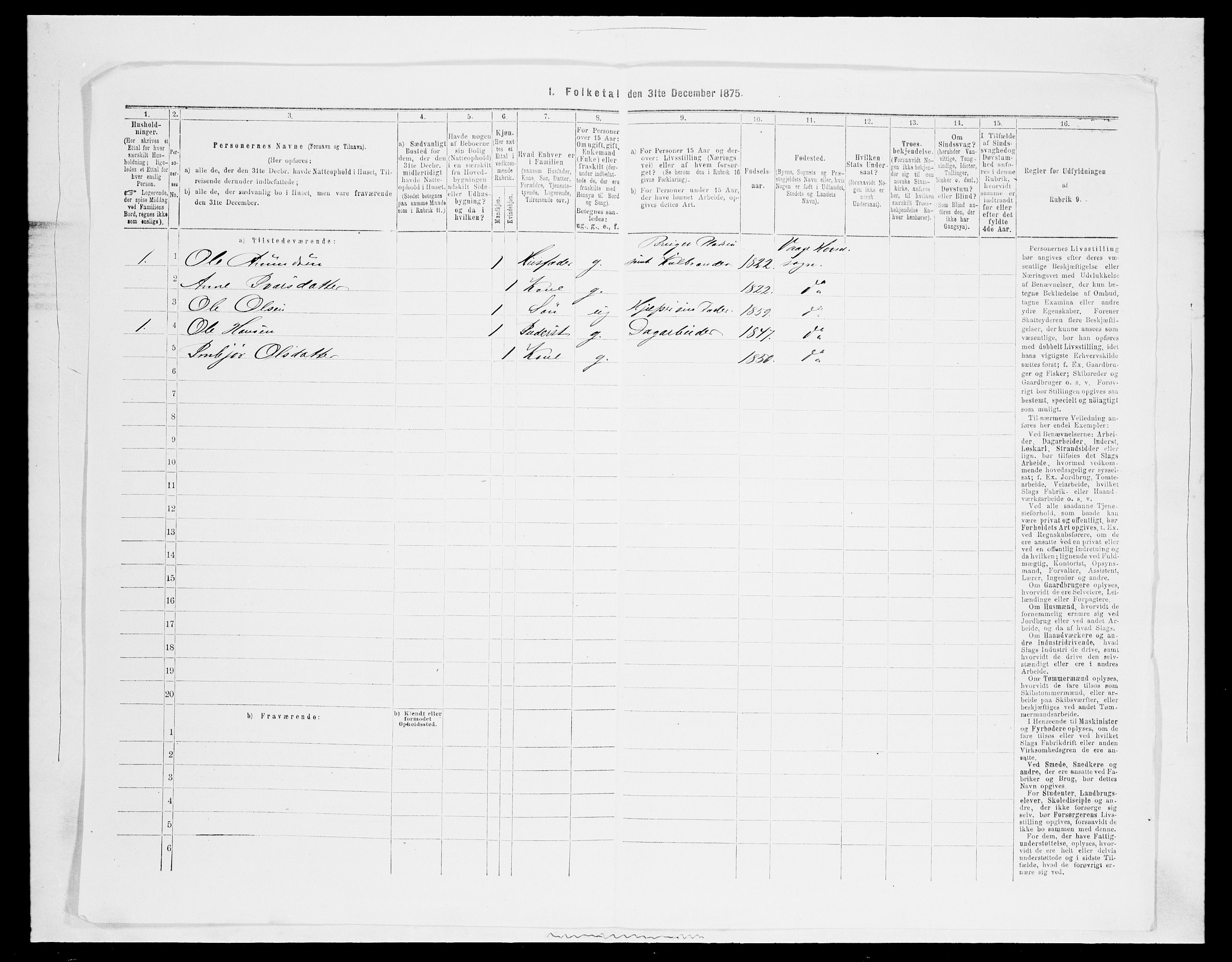 SAH, 1875 census for 0515P Vågå, 1875, p. 1121