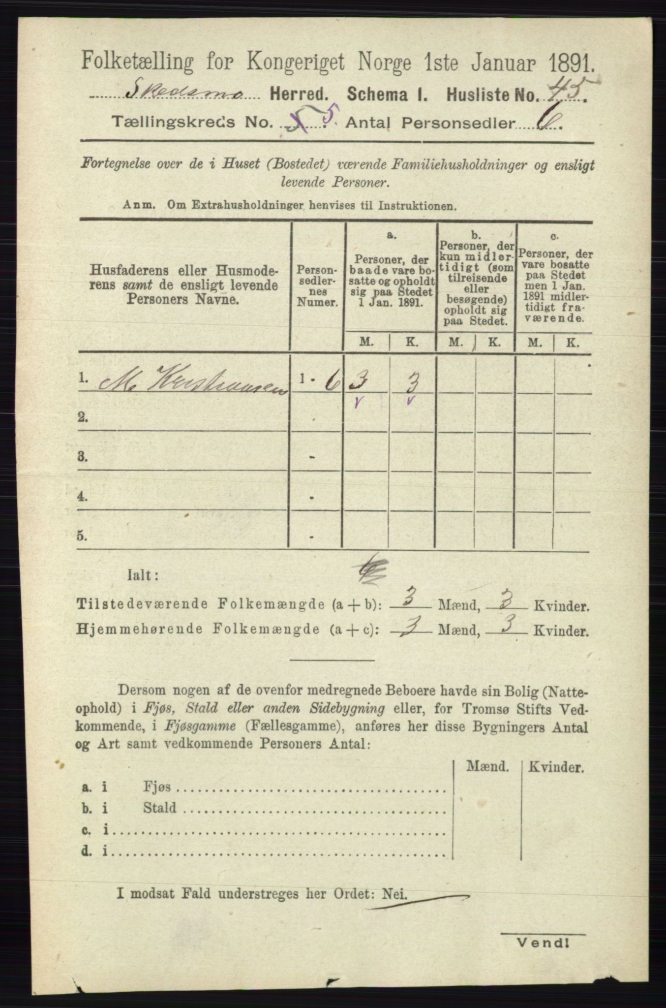 RA, 1891 census for 0231 Skedsmo, 1891, p. 2290