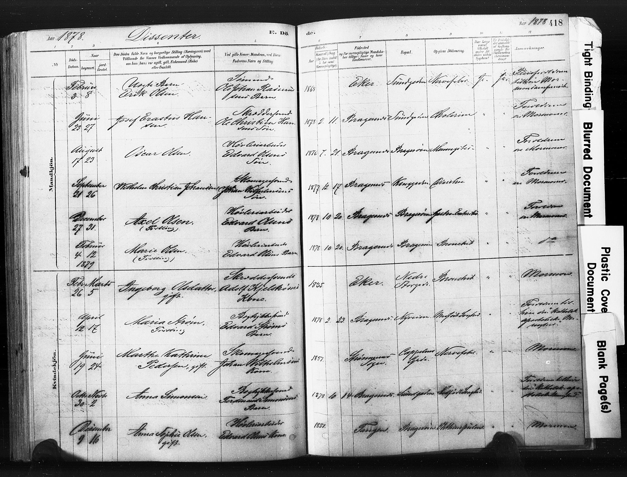 Bragernes kirkebøker, SAKO/A-6/F/Fb/L0006b: Parish register (official) no. II 6B, 1878-1885, p. 418