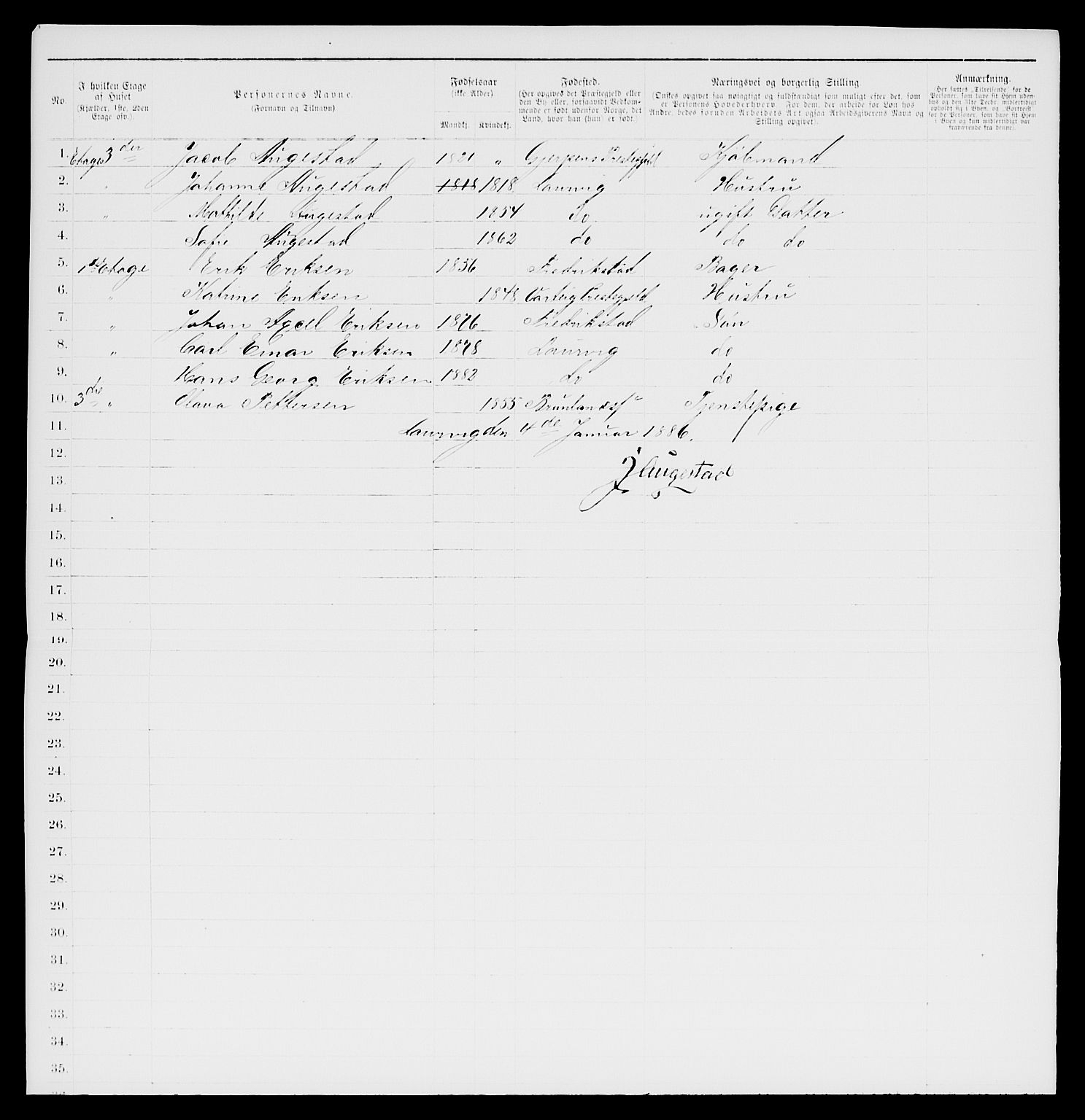 SAKO, 1885 census for 0707 Larvik, 1885, p. 618