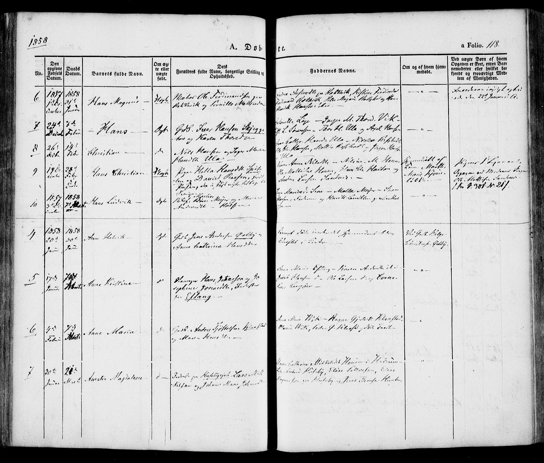 Tjølling kirkebøker, AV/SAKO-A-60/F/Fa/L0006: Parish register (official) no. 6, 1835-1859, p. 118