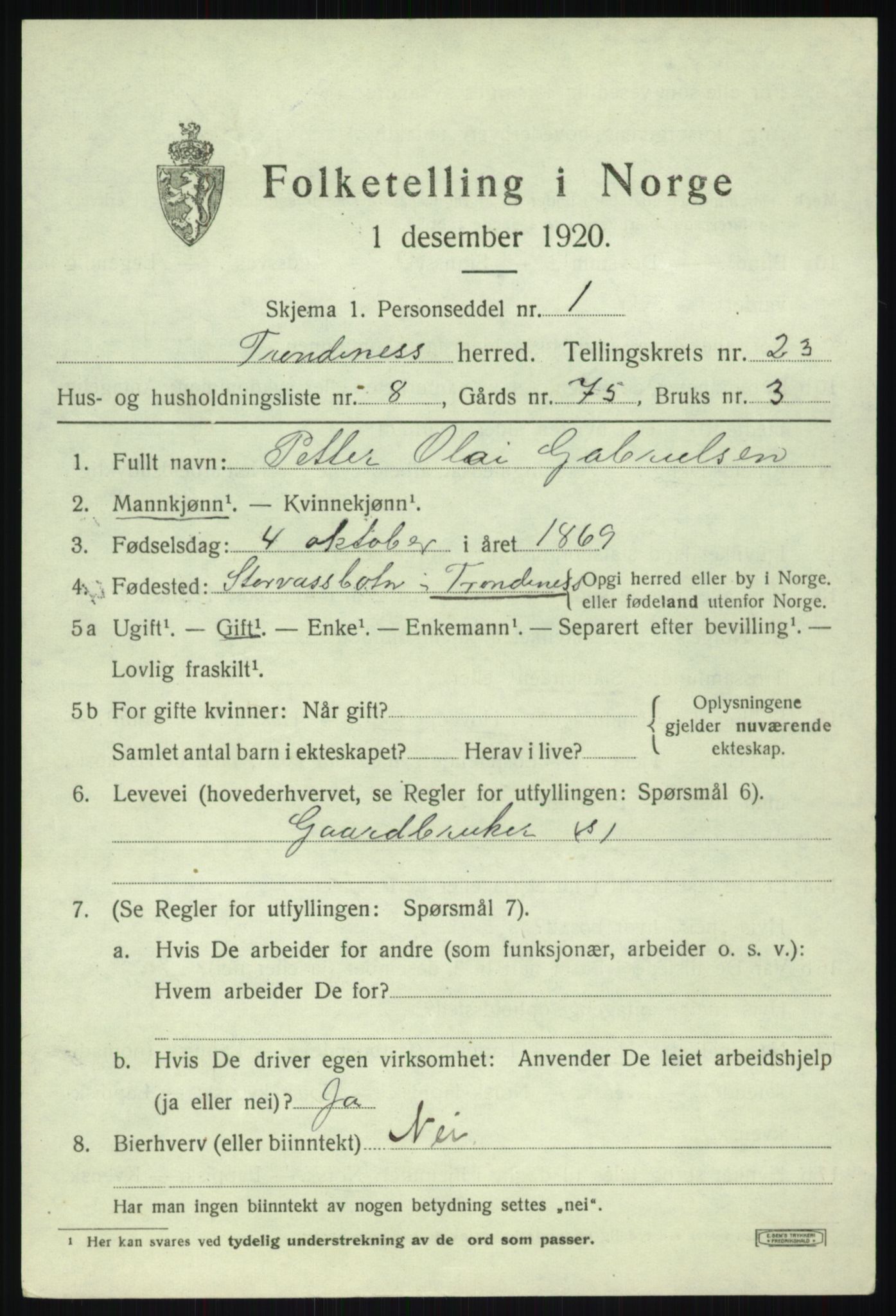 SATØ, 1920 census for Trondenes, 1920, p. 17966